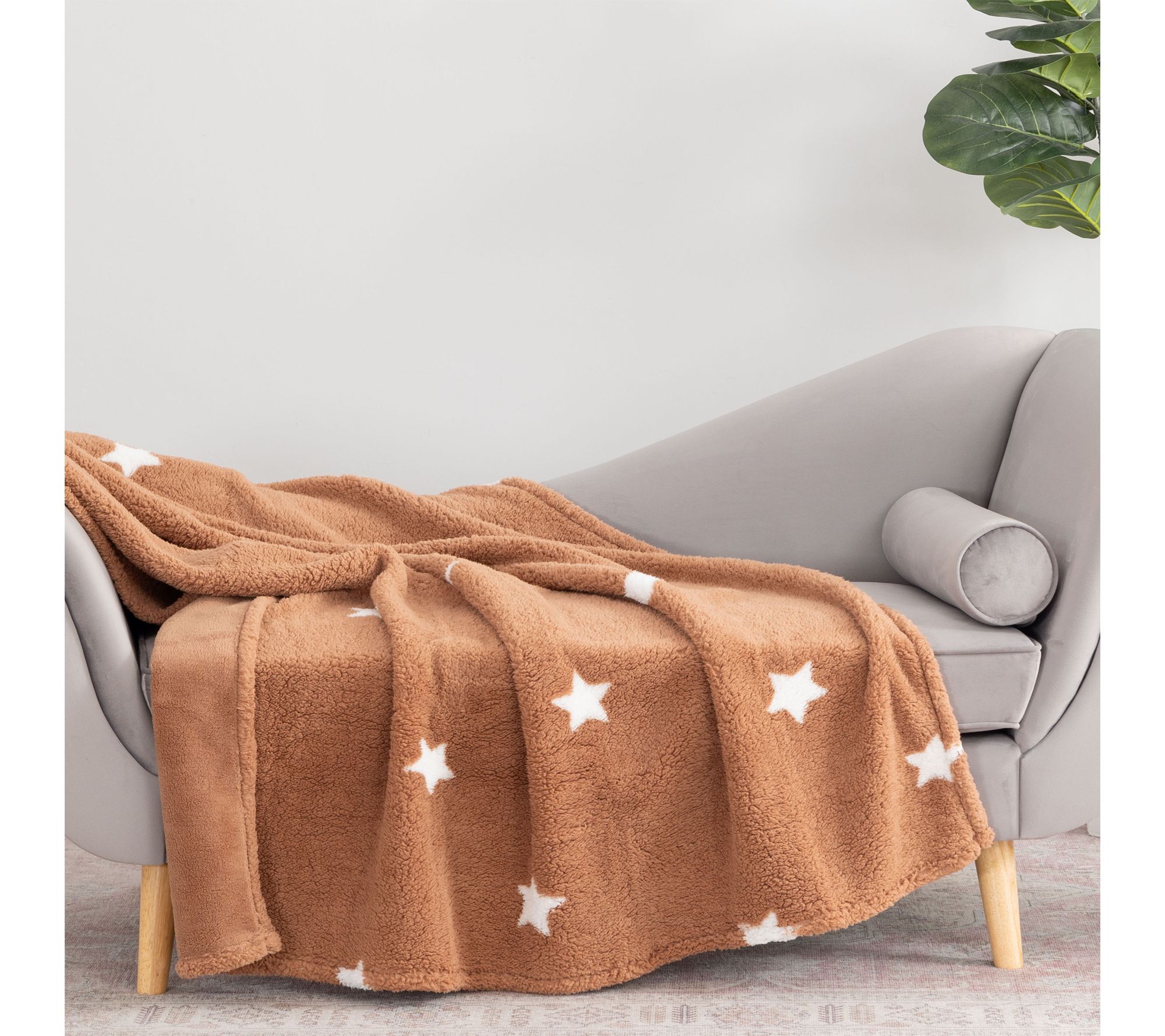 "As Is" 60x70 Reversible Sherpa Printed Throw by Jill Martin