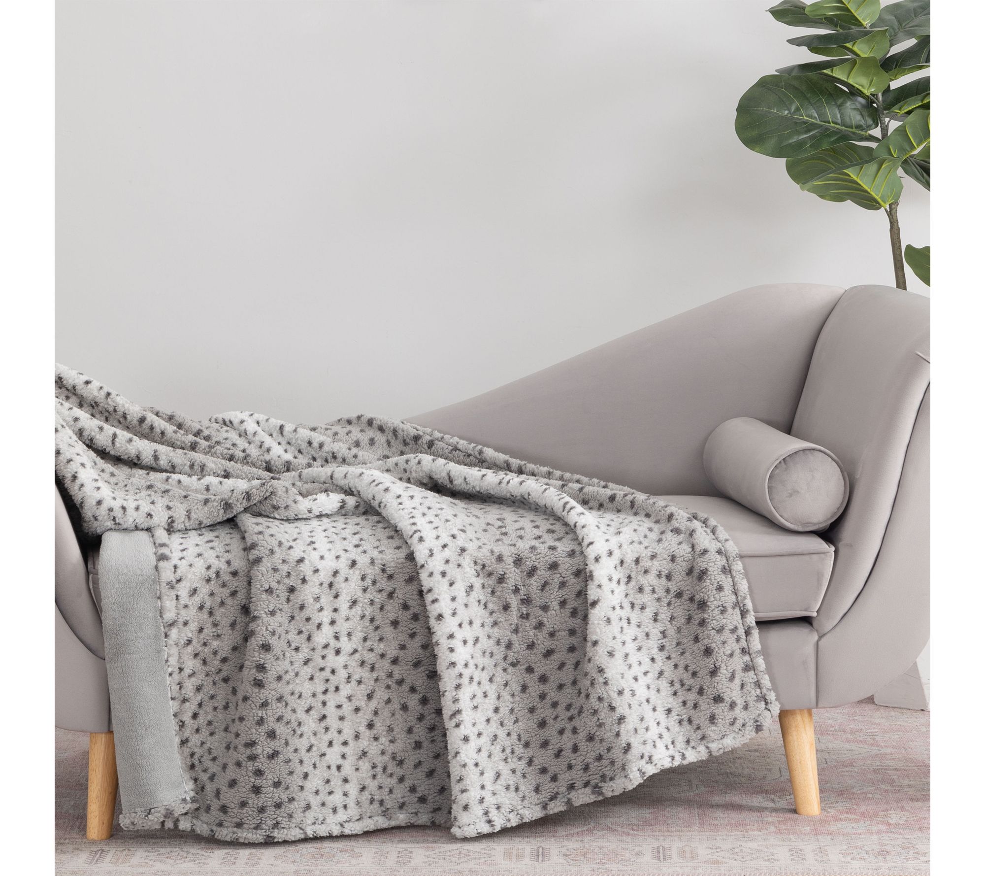 "As Is" 60x70 Reversible Sherpa Printed Throw by Jill Martin