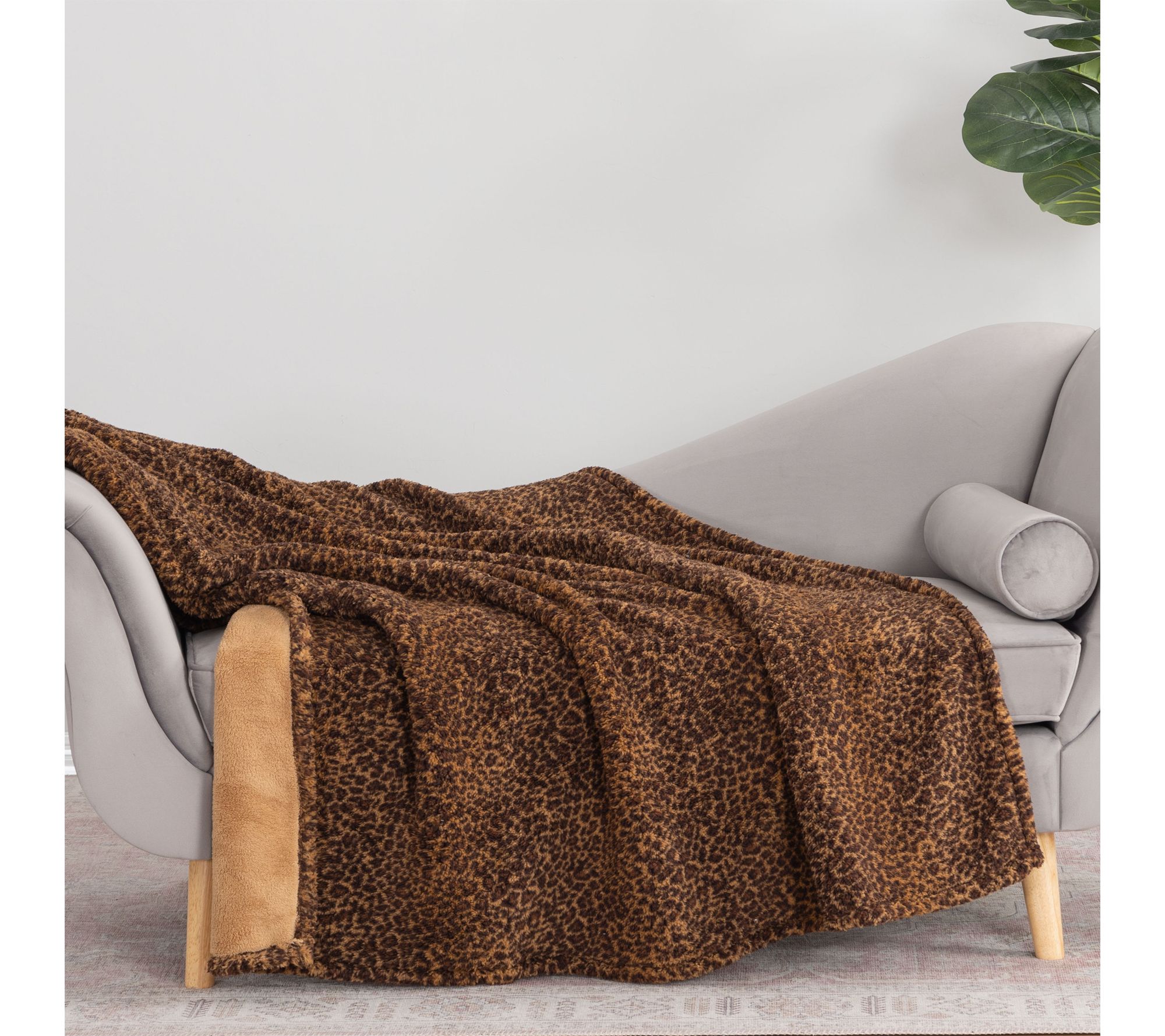 "As Is" 60x70 Reversible Sherpa Printed Throw by Jill Martin