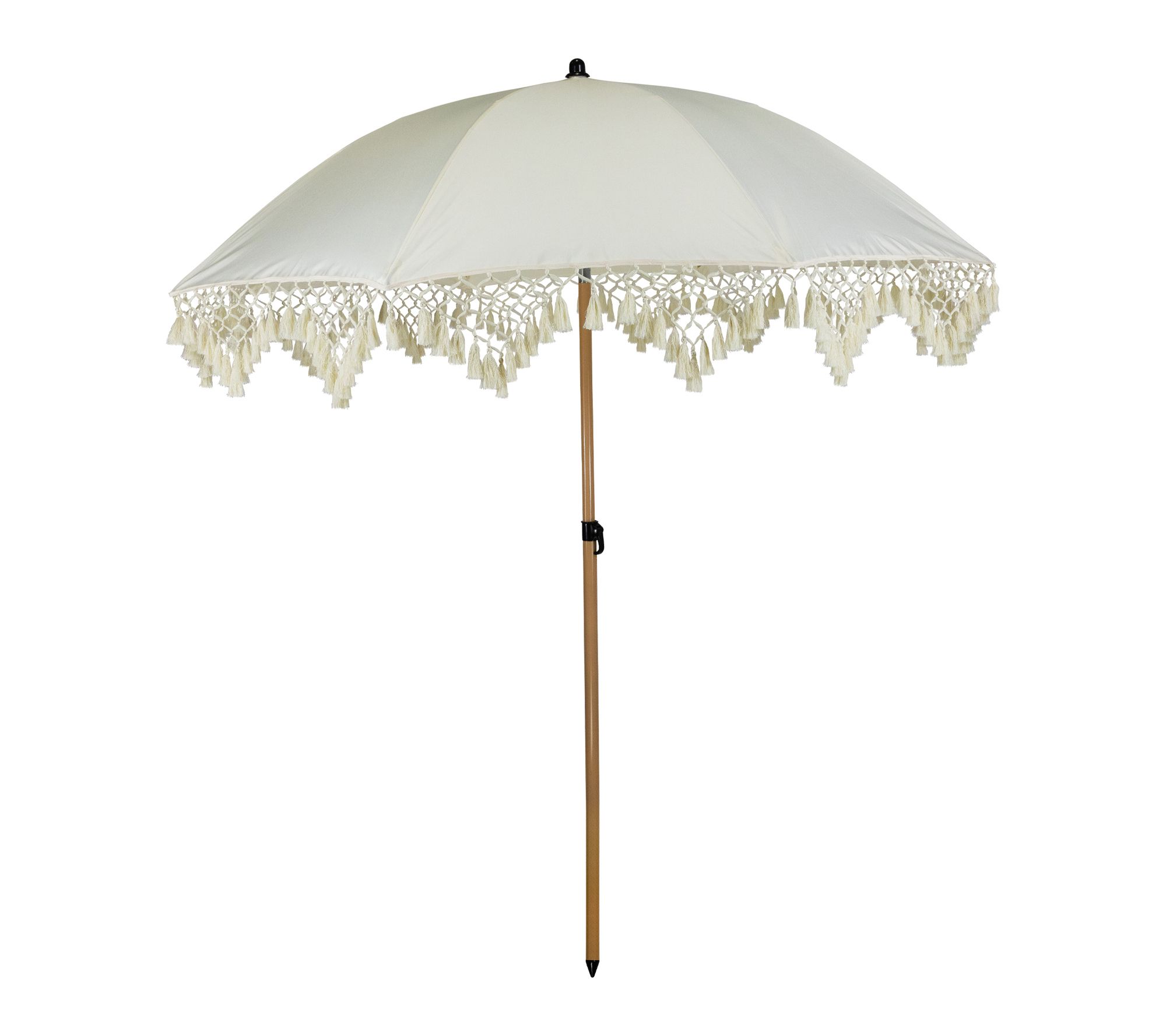 Northlight 6.5' Striped Macrame Boho Umbrella