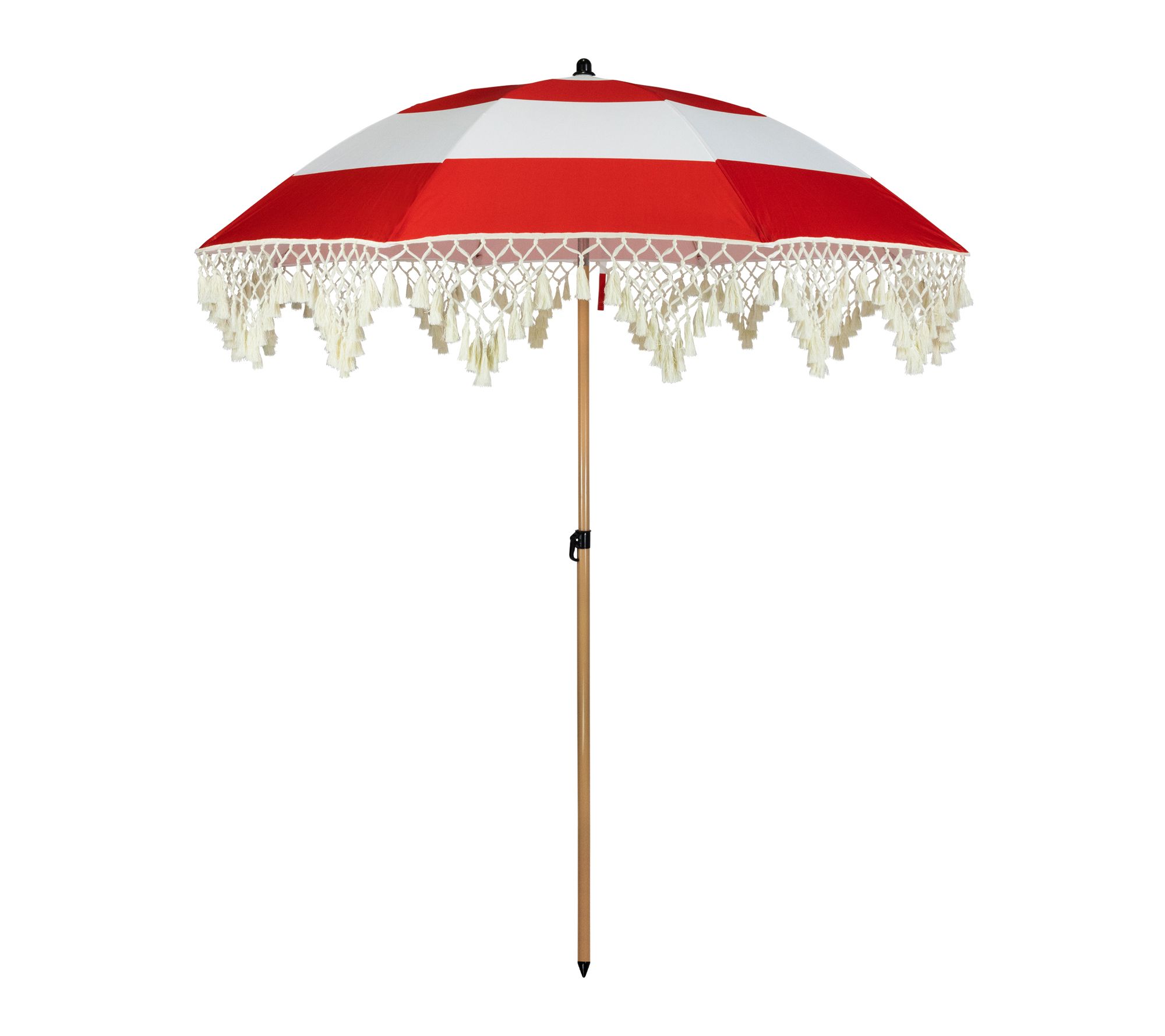 Northlight 6.5' Striped Macrame Boho Umbrella