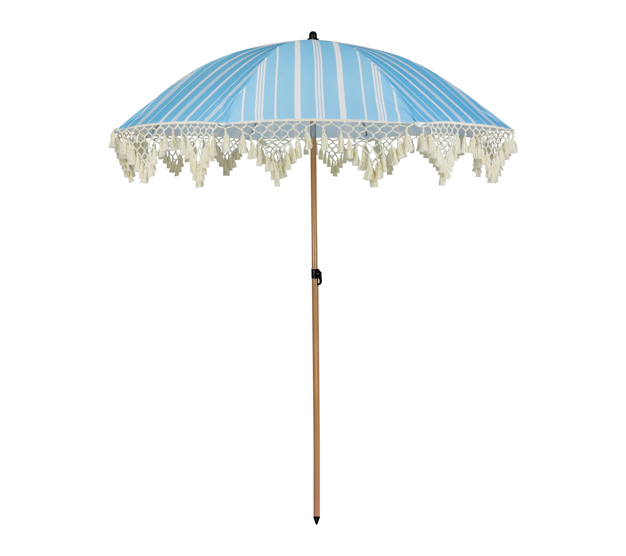 Northlight 6.5' Striped Macrame Boho Umbrella