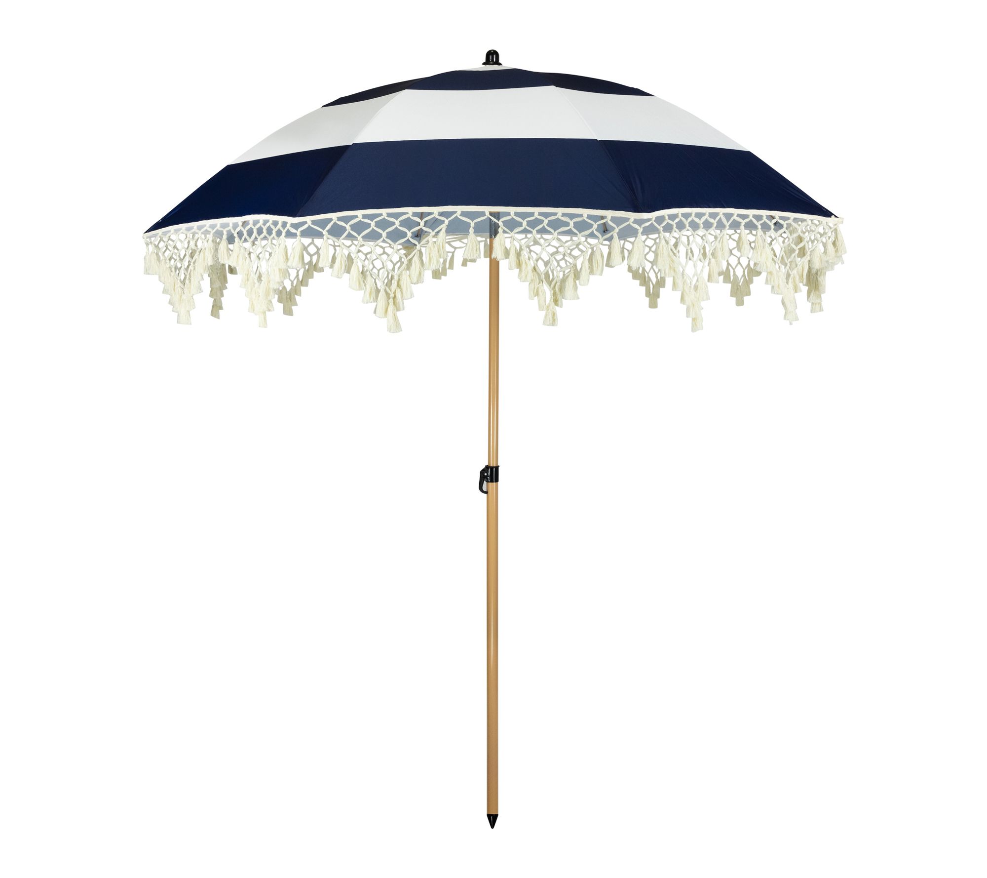 Northlight 6.5' Striped Macrame Boho Umbrella