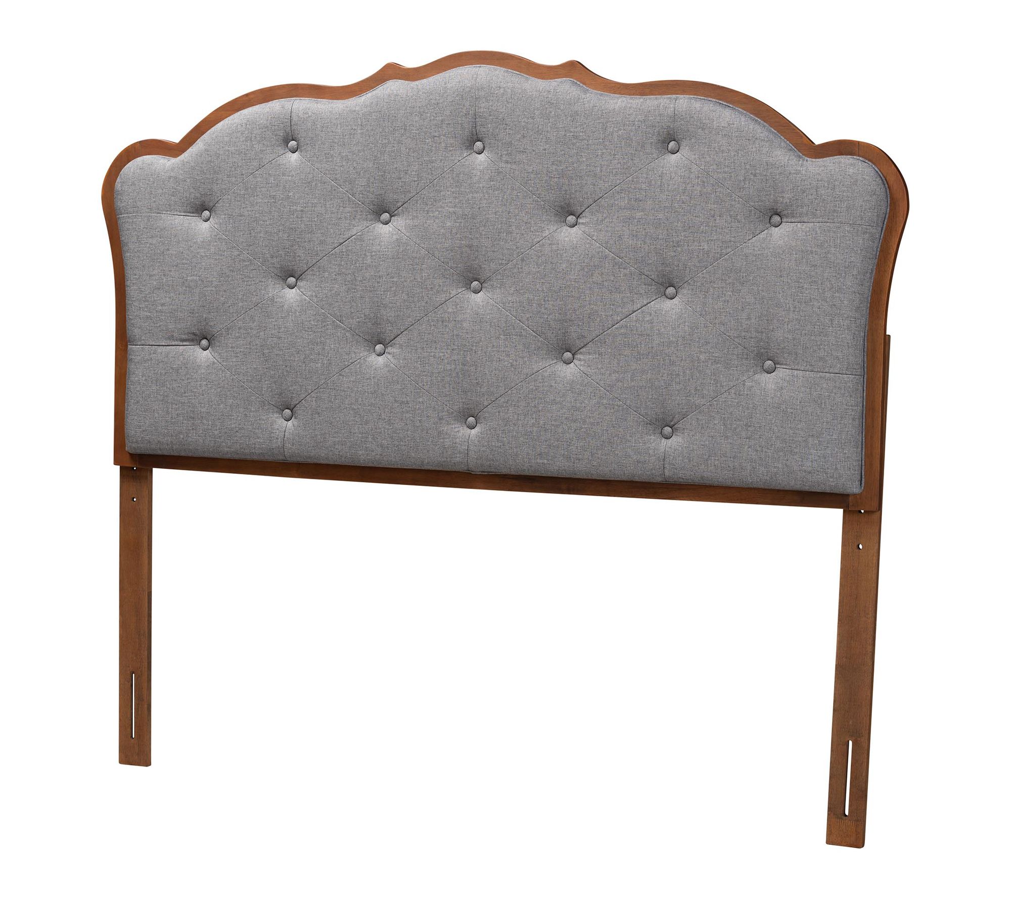Baxton Studio Leandra Grey and Walnut Brown Queen Headboard