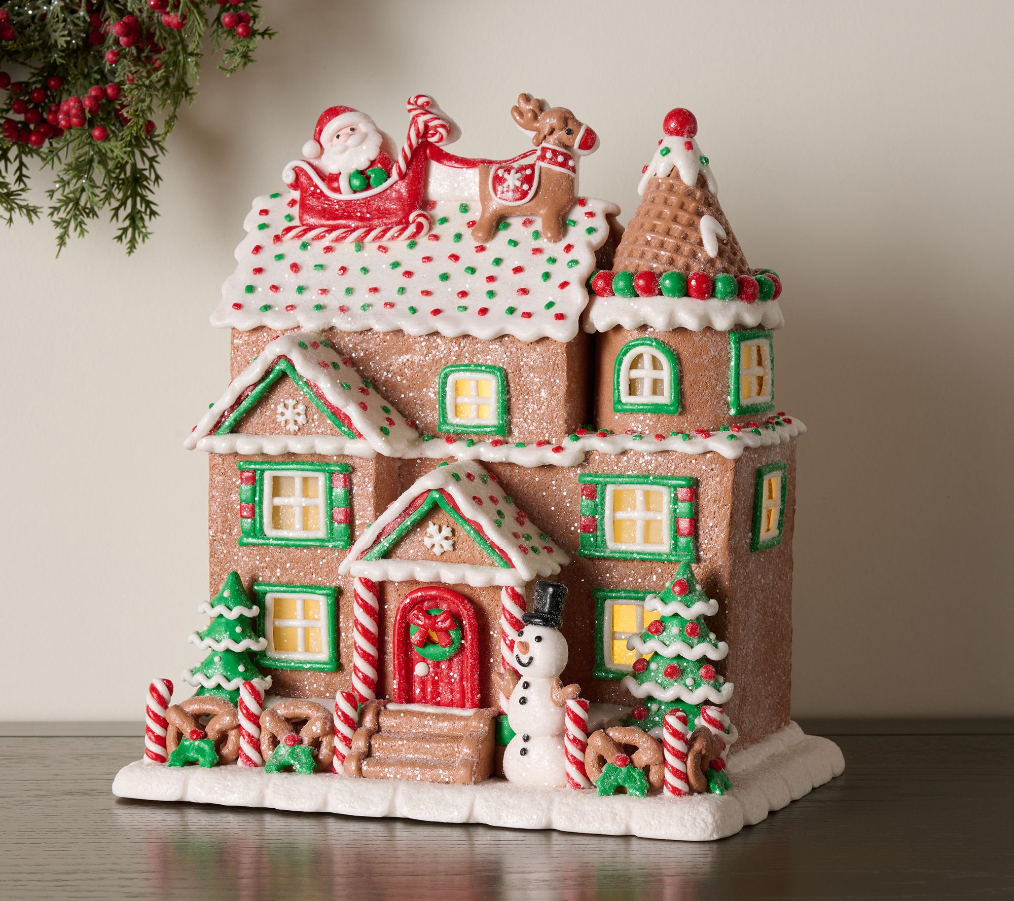 Illuminated Gingerbread Santa Manor by Valerie