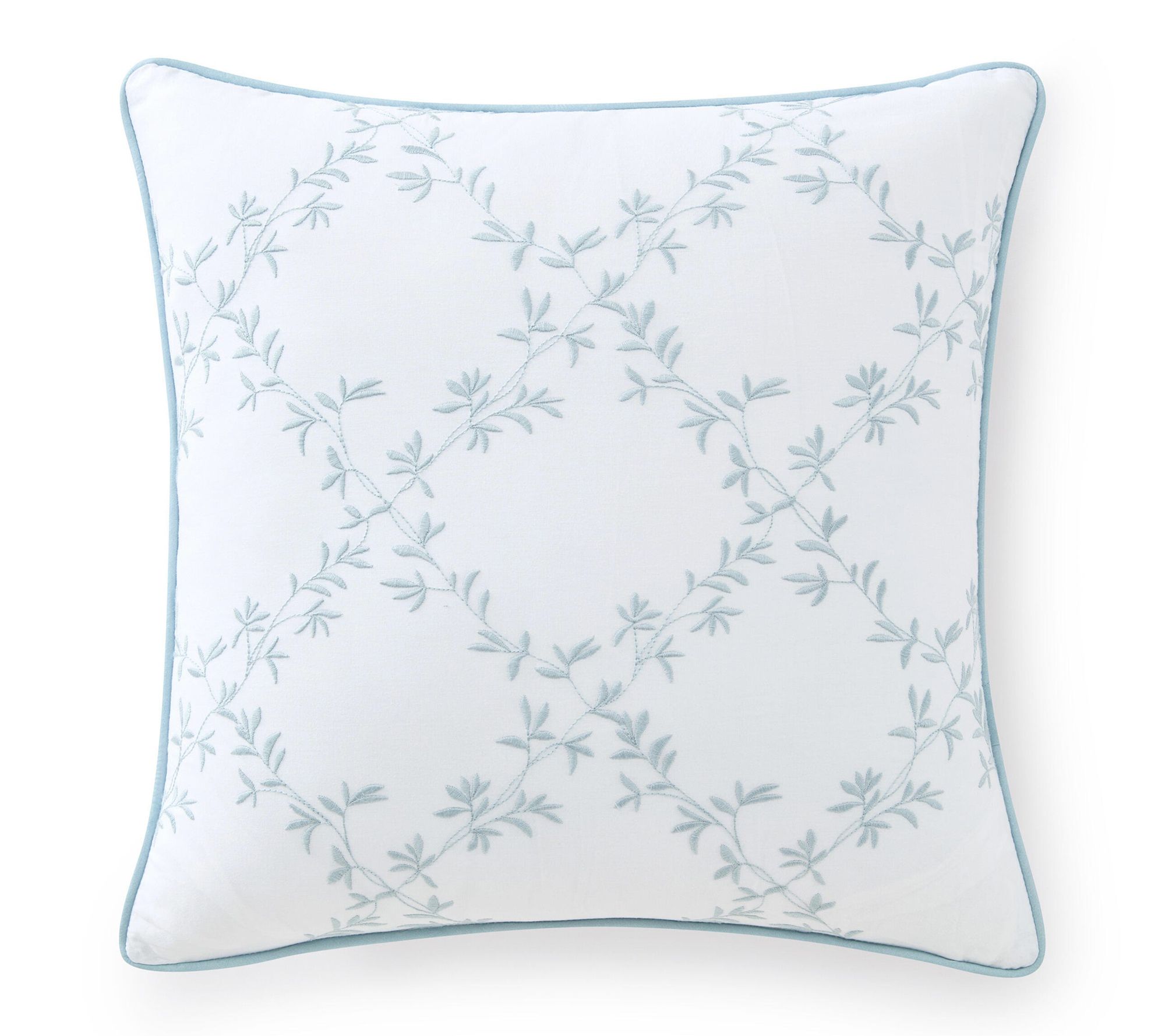 Martha Stewart Blooming Trellis White Blue Cotton Dec Pillow
