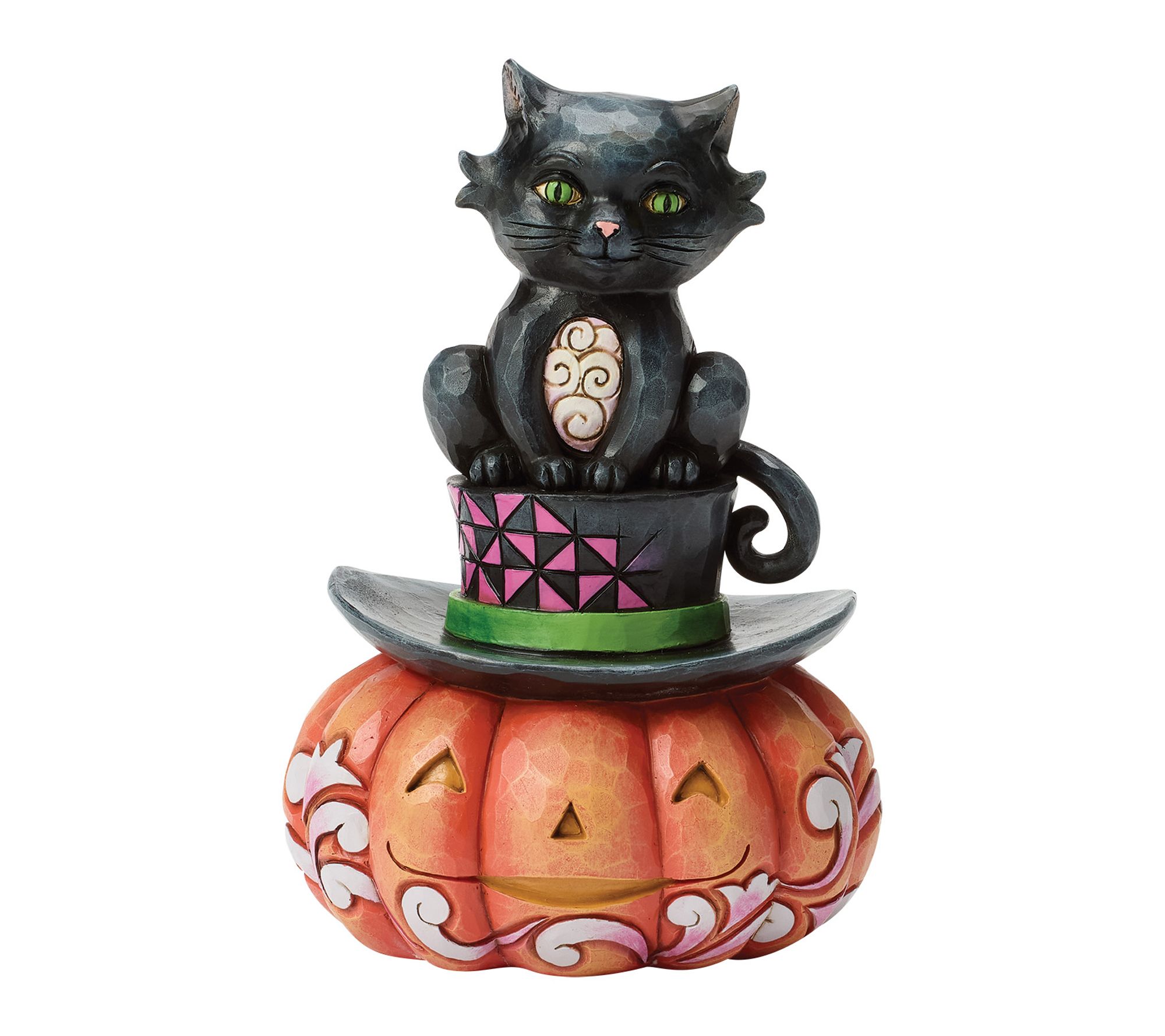 Jim Shore Heartwood Creek Black Cat on Top Hat Figurine 5.1in