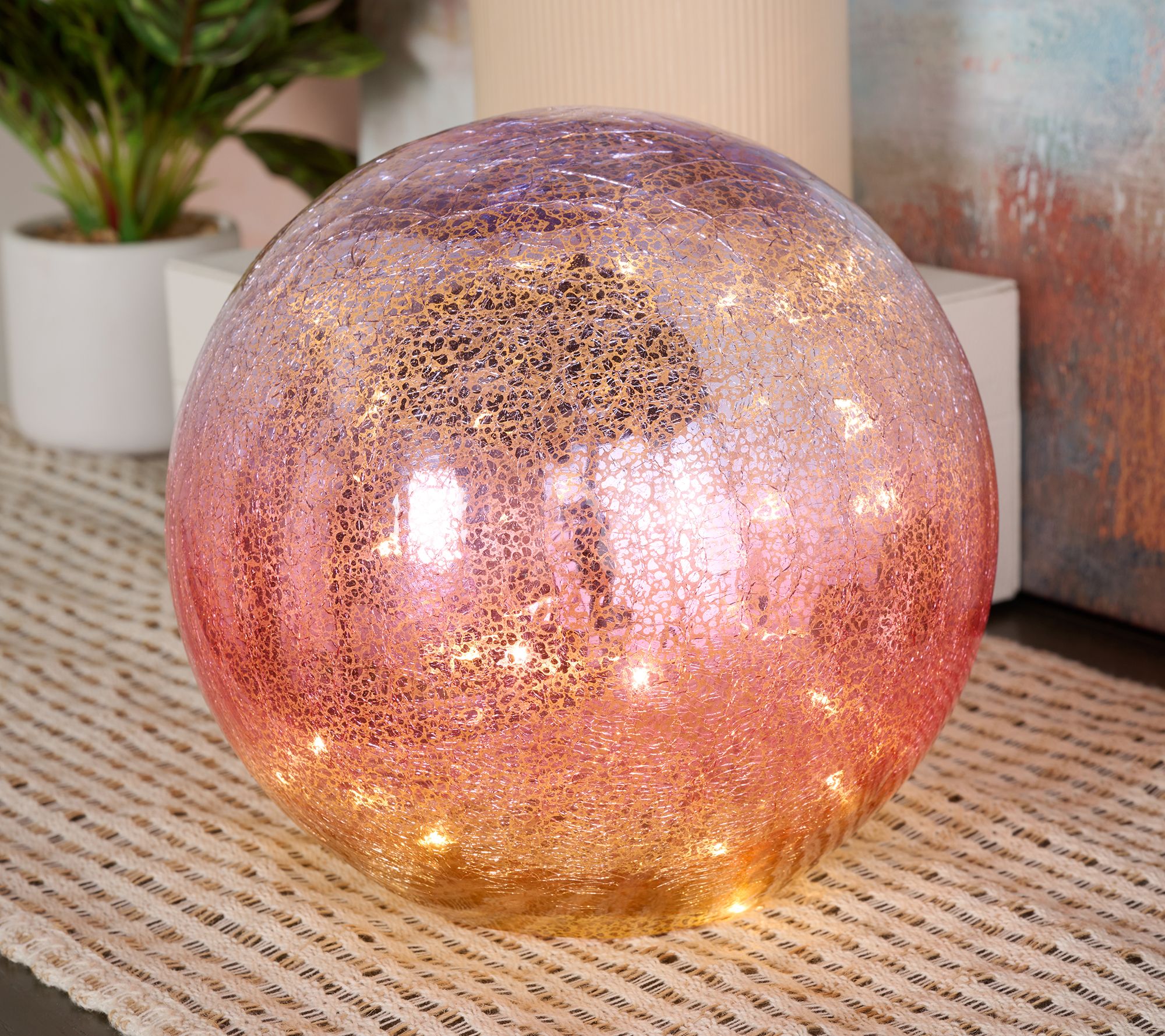 "As Is" 8" Illuminated Sunset Mercury Glass Sphere by Valerie