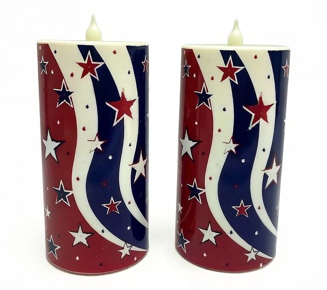 "As Is" Temp-tations S/2 8" Outdoor Fiberoptic Candles