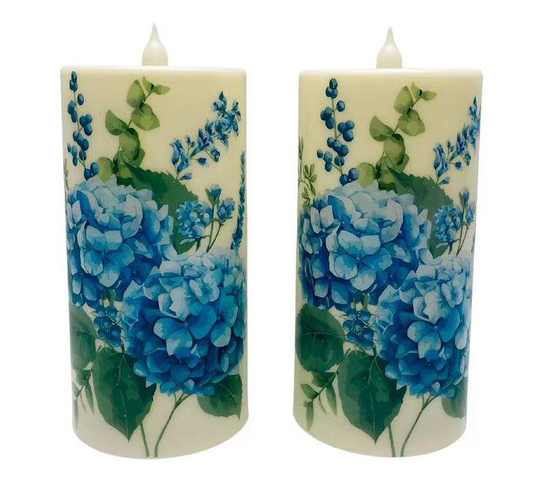 "As Is" Temp-tations S/2 8" Outdoor Fiberoptic Candles