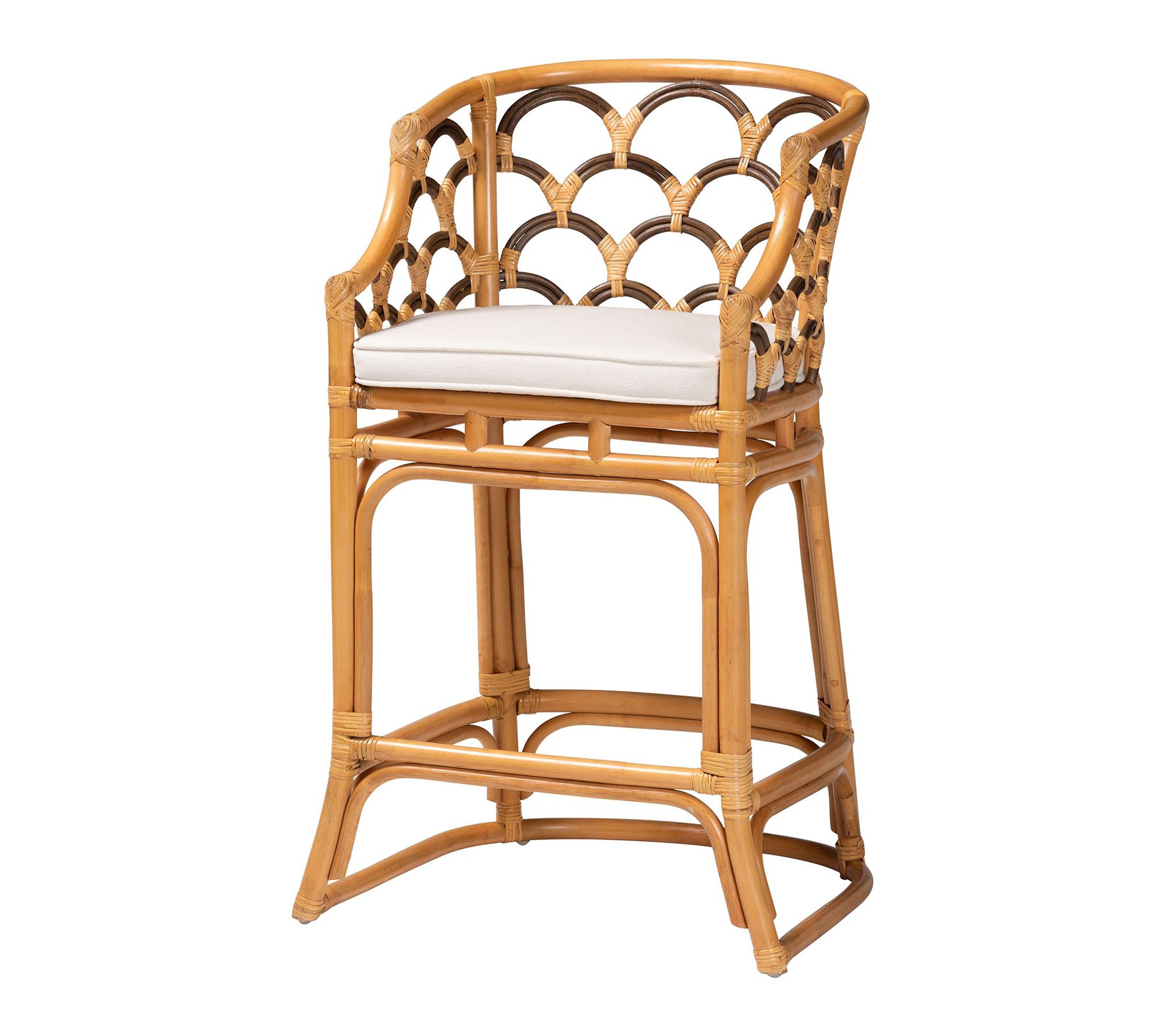 bali & pari Veneto Light Honey and Dark Brown Rattan Bar Stool