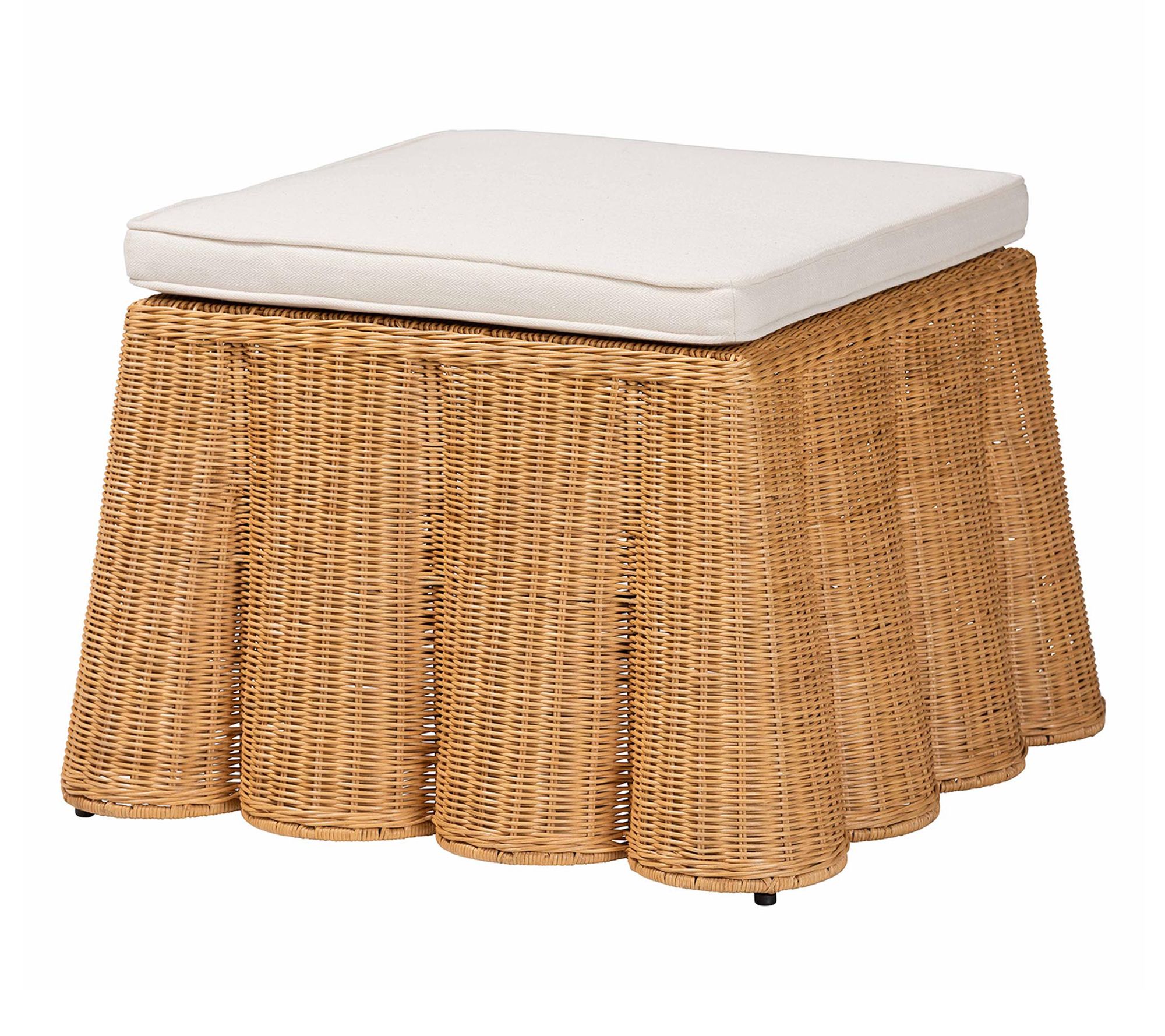 bali & pari Palm Honey Scallop Rattan Ottoman