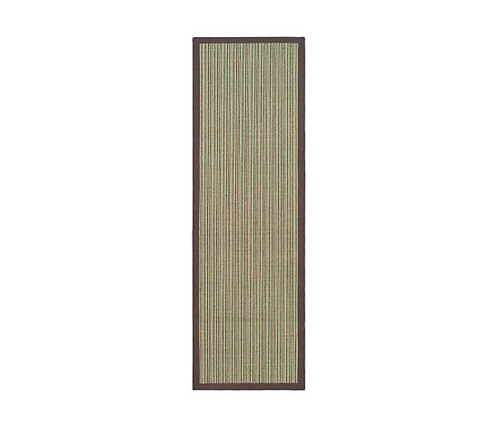 Serenity Stripe Natural Fiber Sisal 2'6" x 8' Rug with Border