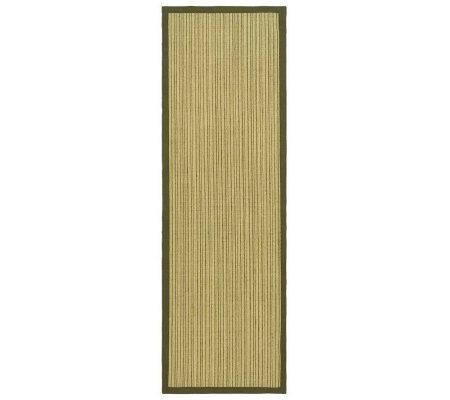 Serenity Stripe Natural Fiber Sisal 2'6" x 8' Rug with Border