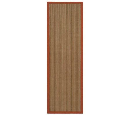 Serenity Stripe Natural Fiber Sisal 2'6" x 8' Rug with Border