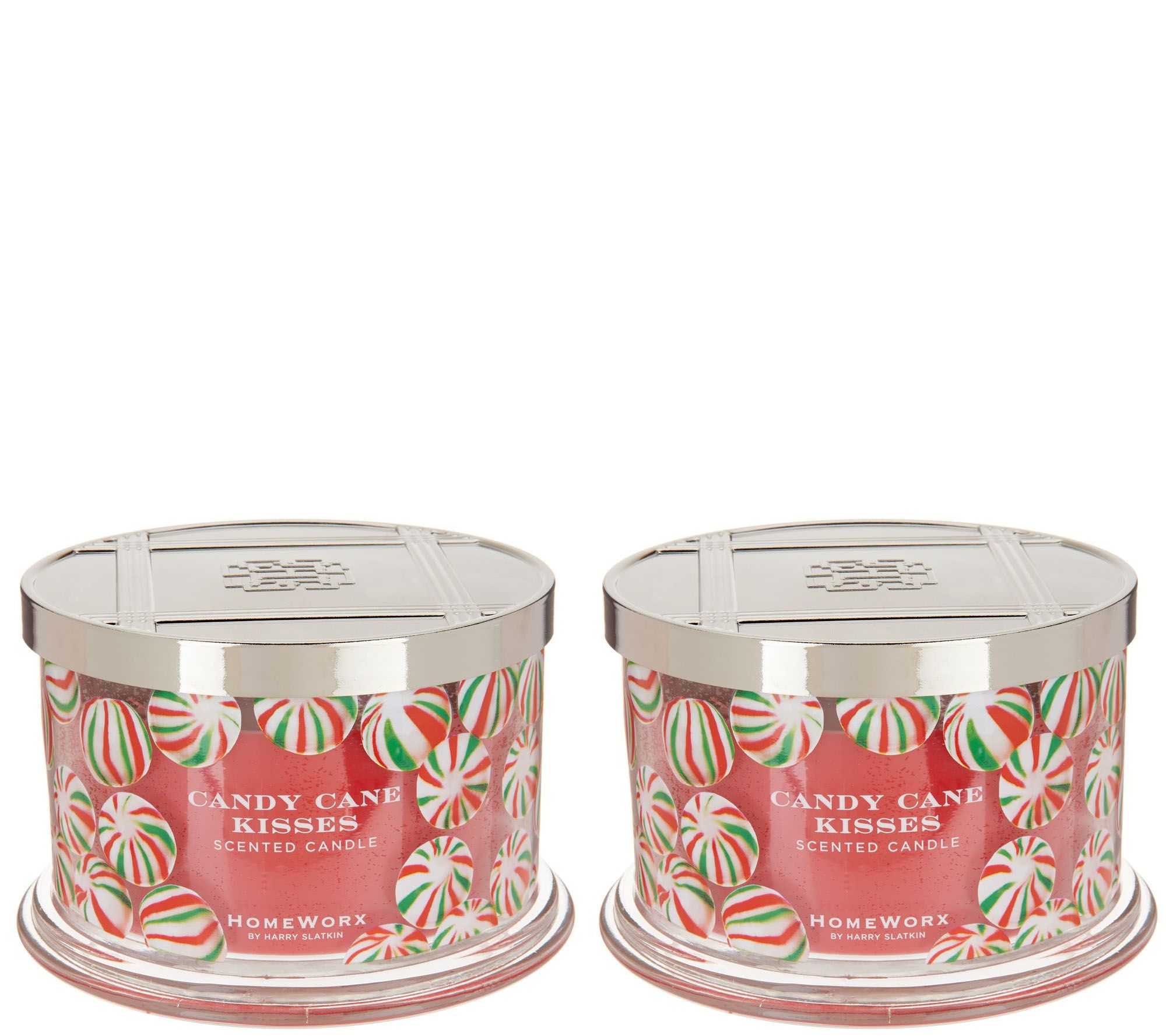 "As Is" HomeWorx by Harry Slatkin 2 Candy Cane Kisses Candles