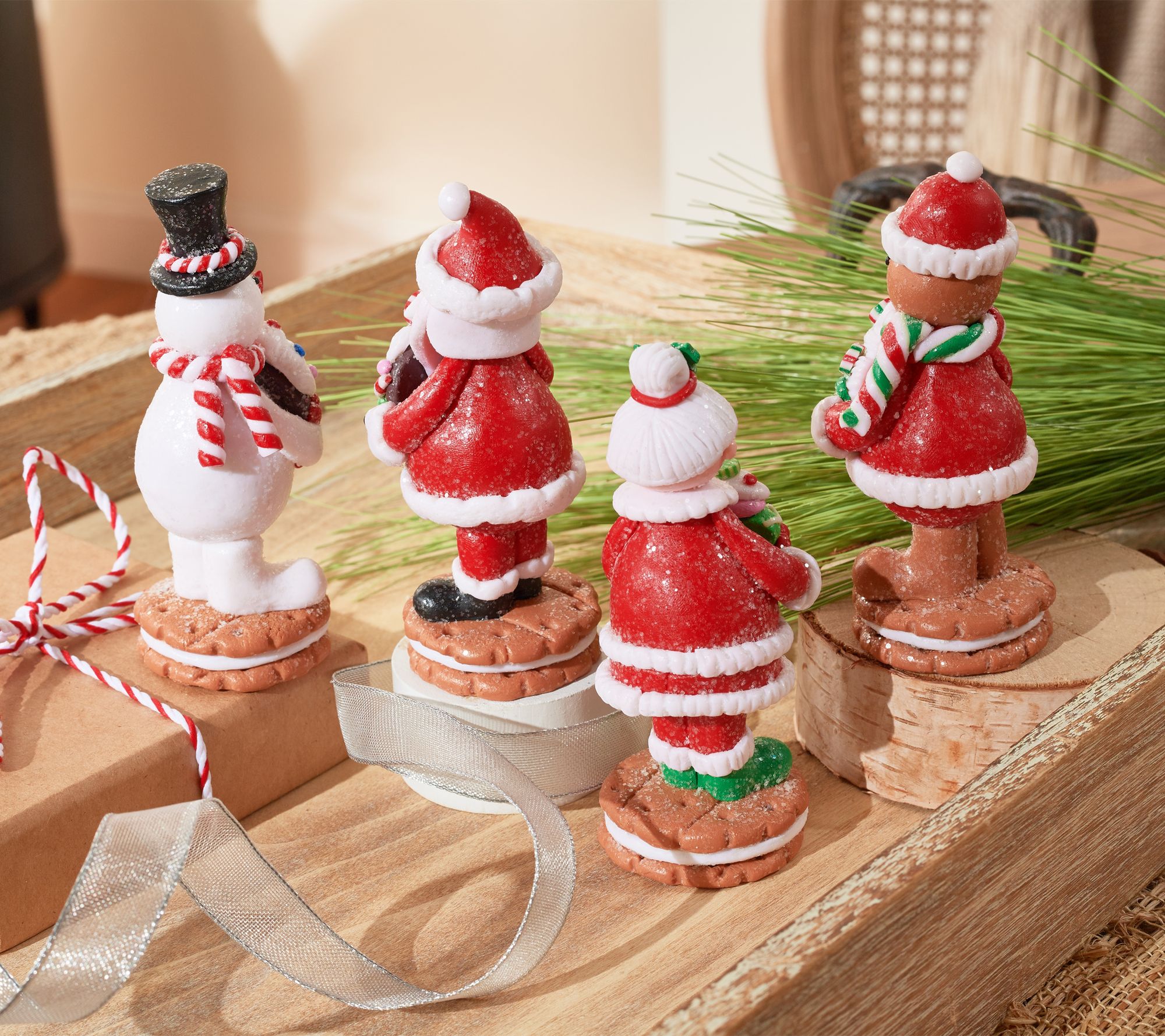 As Is Set of 4 Holiday Figures with Sweet Treats by Valerie 