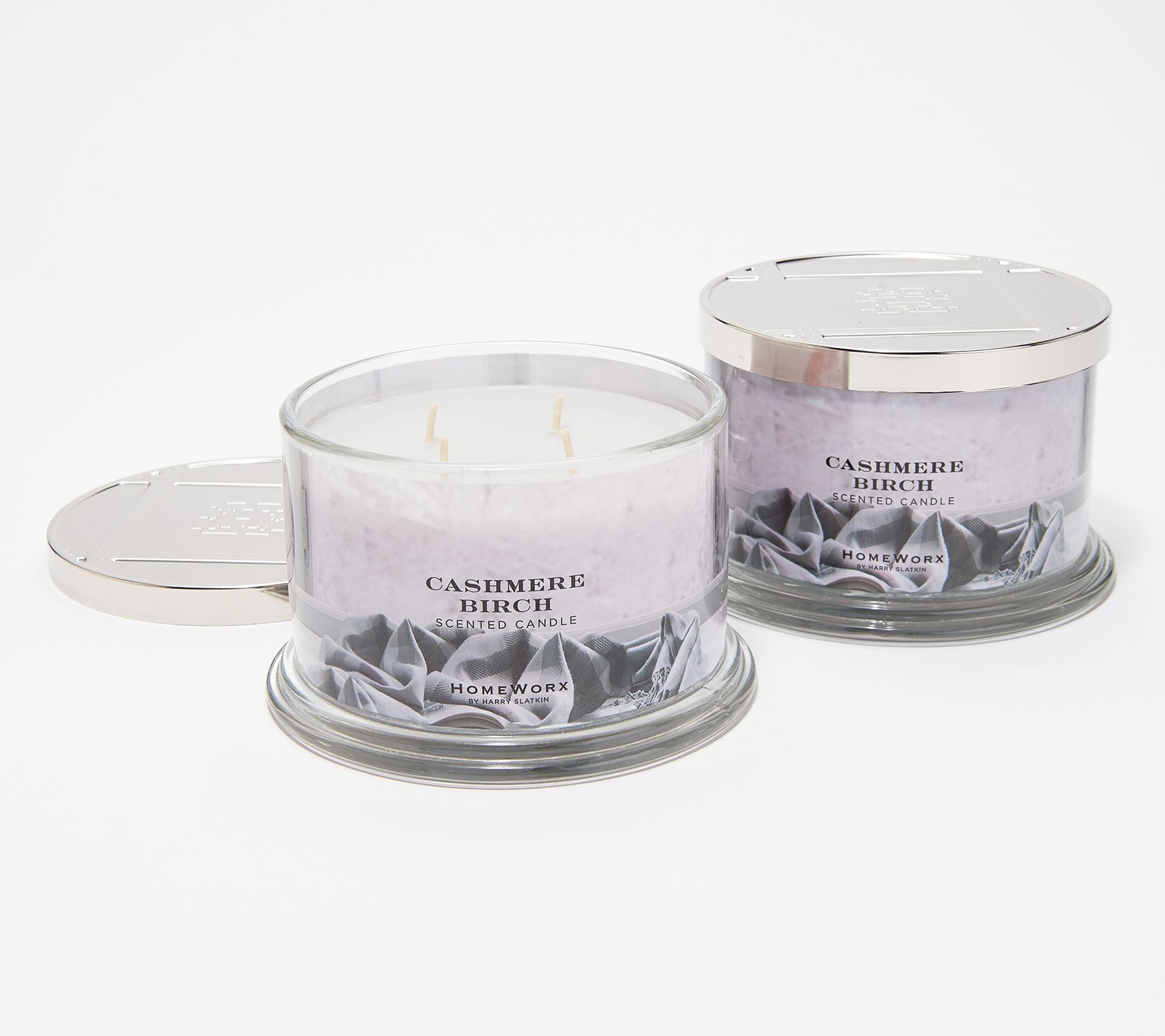 "As Is" HomeWorx by Harry Slatkin Set 2 Cashmere Birch Candles