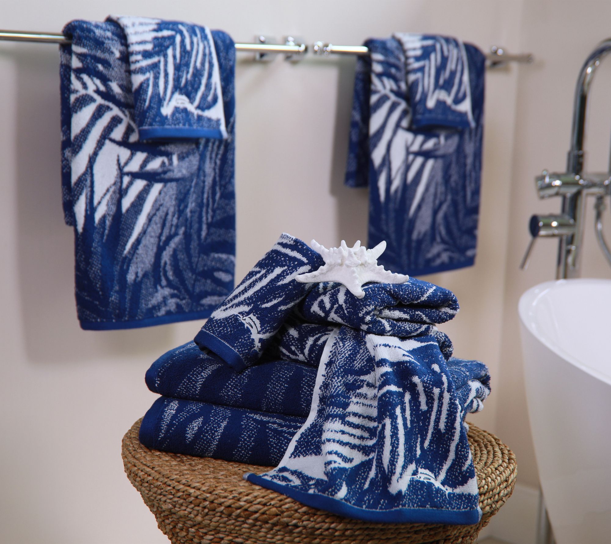 The Clean Store 10 Piece Blue Cotton Bath Towel Set (2 Bath Towels, 2 Hand Towels and 6 Washcloths)