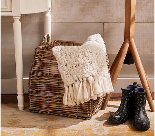 House No.9 by Home Love 16" Square Woven Wicker Basket