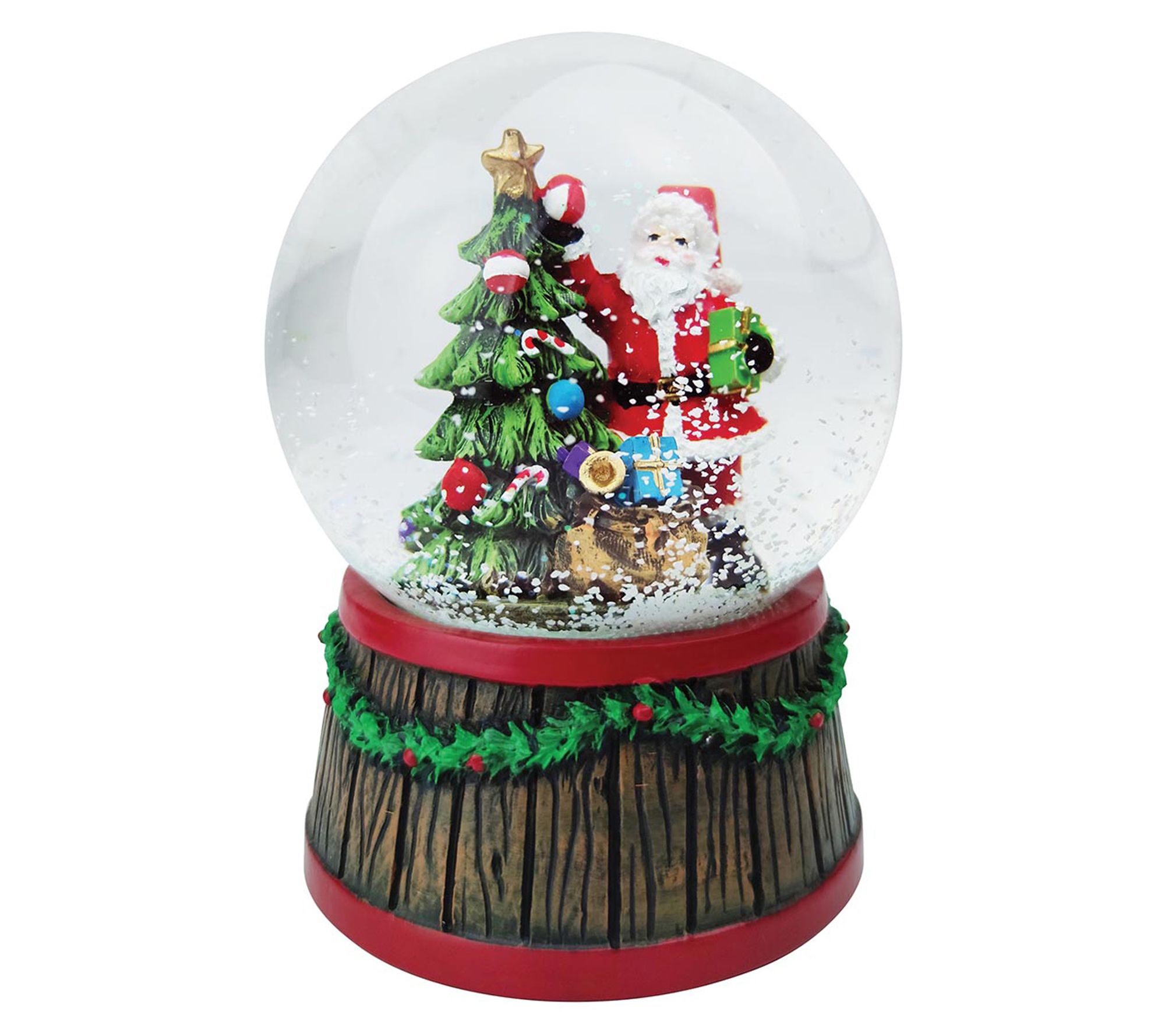 Santa's Workshop 4" Santa and tree musical snow globe