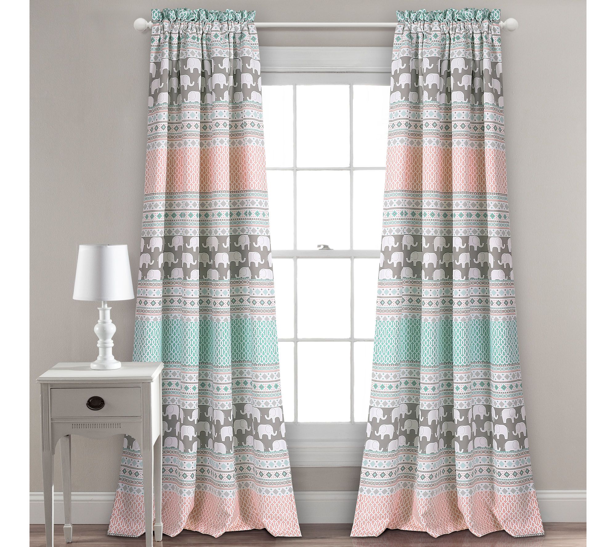 Elephant Stripe Room Darkening Window Curtainsby Lush Decor - QVC.com