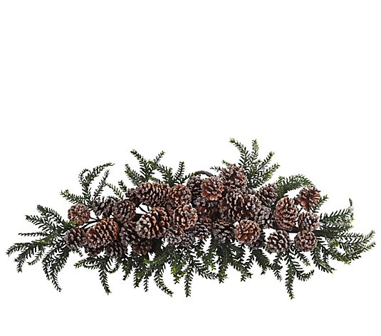 28" Iced Pinecone Swag by Nearly Natural