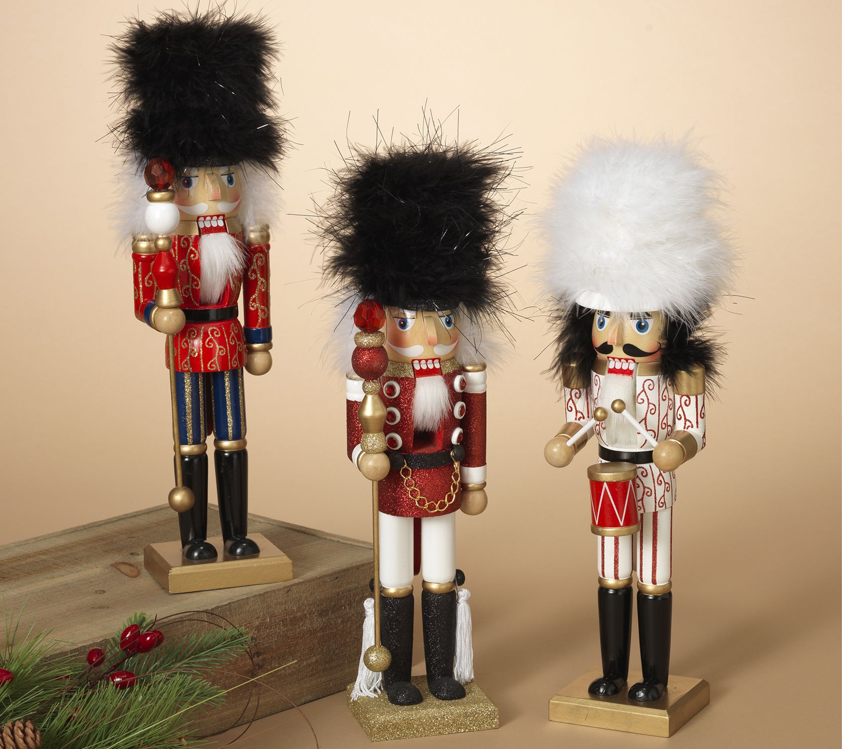 15" Nutcracker Figurines, Set of 3