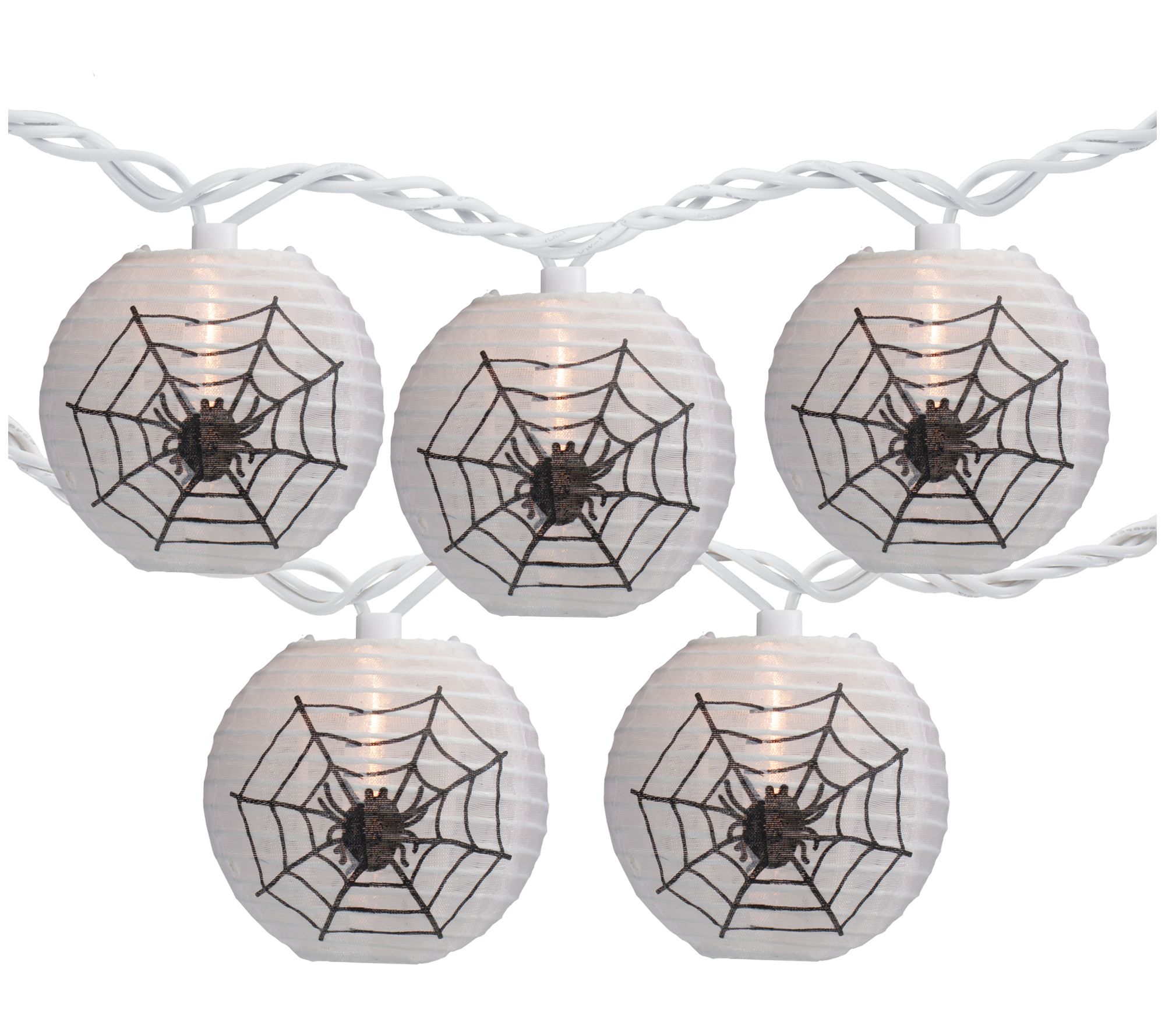 Northight Ten Black Spider in Web Paper Lantern Lights