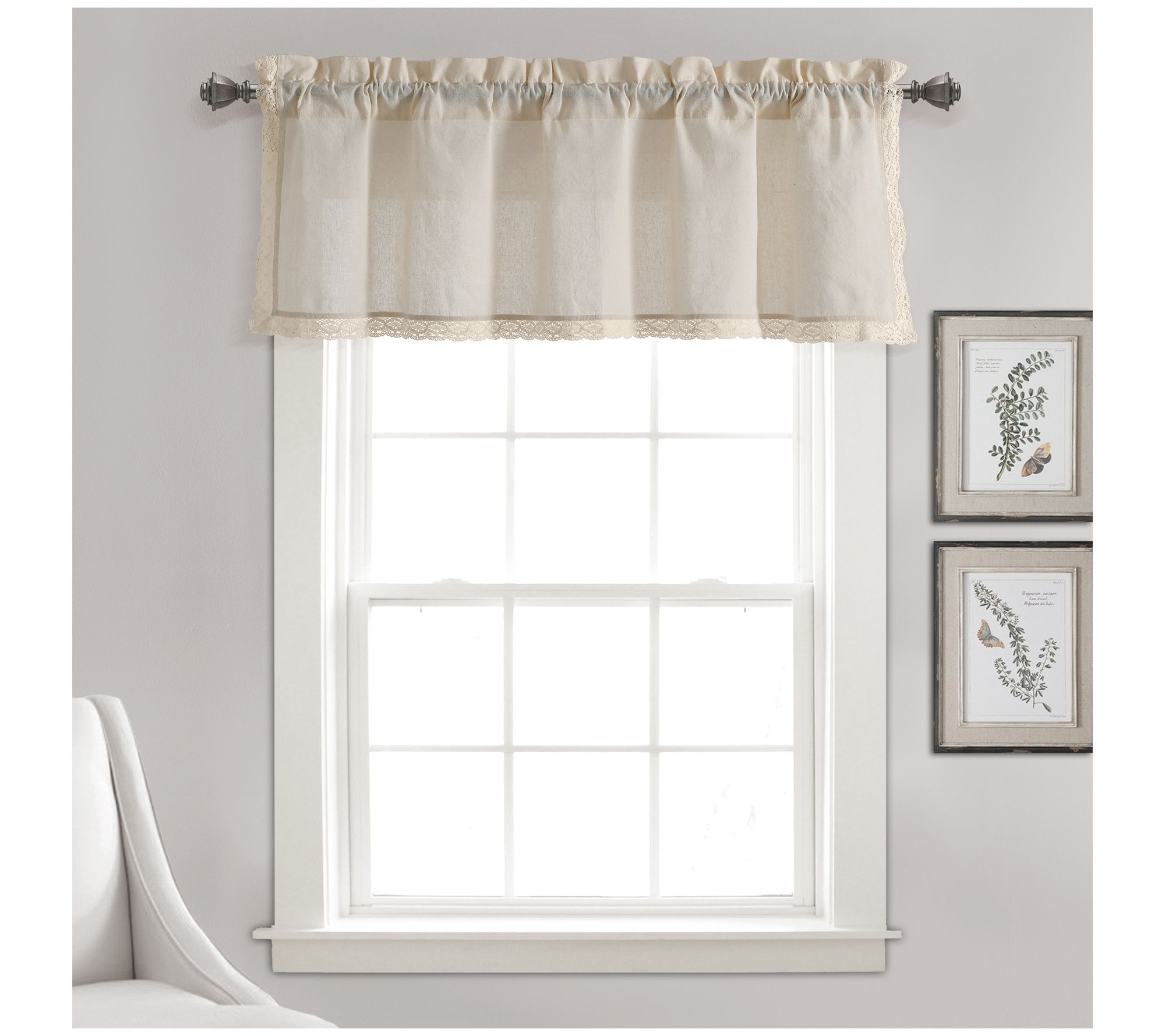 Rosalie Faux Linen Valance Ivory 54x18+2 by Lush Decor