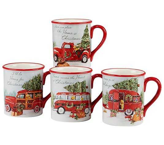 Certified International Christmas Set of 4 Mugs