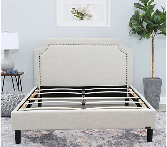 Allegro Linen Upholstered Platform Bed, Qvc Twin Bed Frames