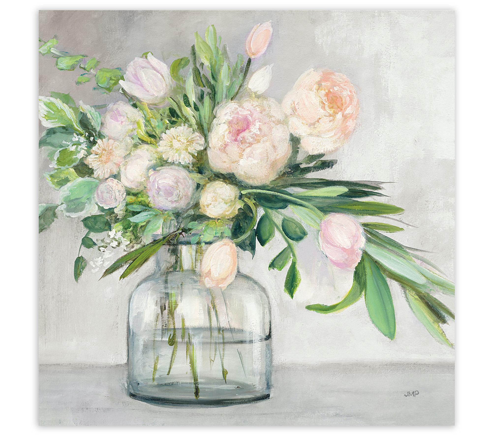 Courtside Market Blushing Spring Bouquet Gray Sq 16X16 Canvas