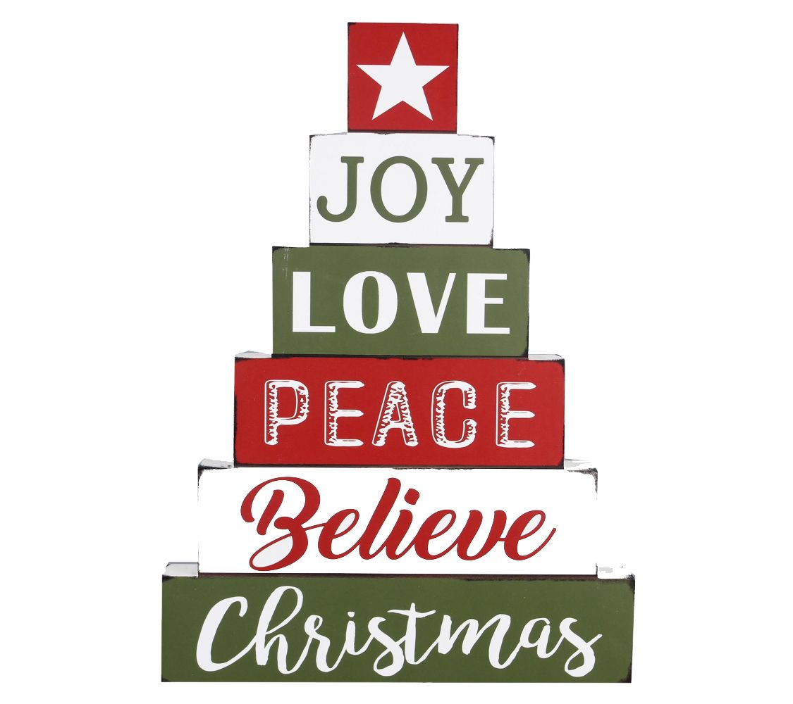 Young's Wood Stacked Tree-Shaped Tabletop Sign