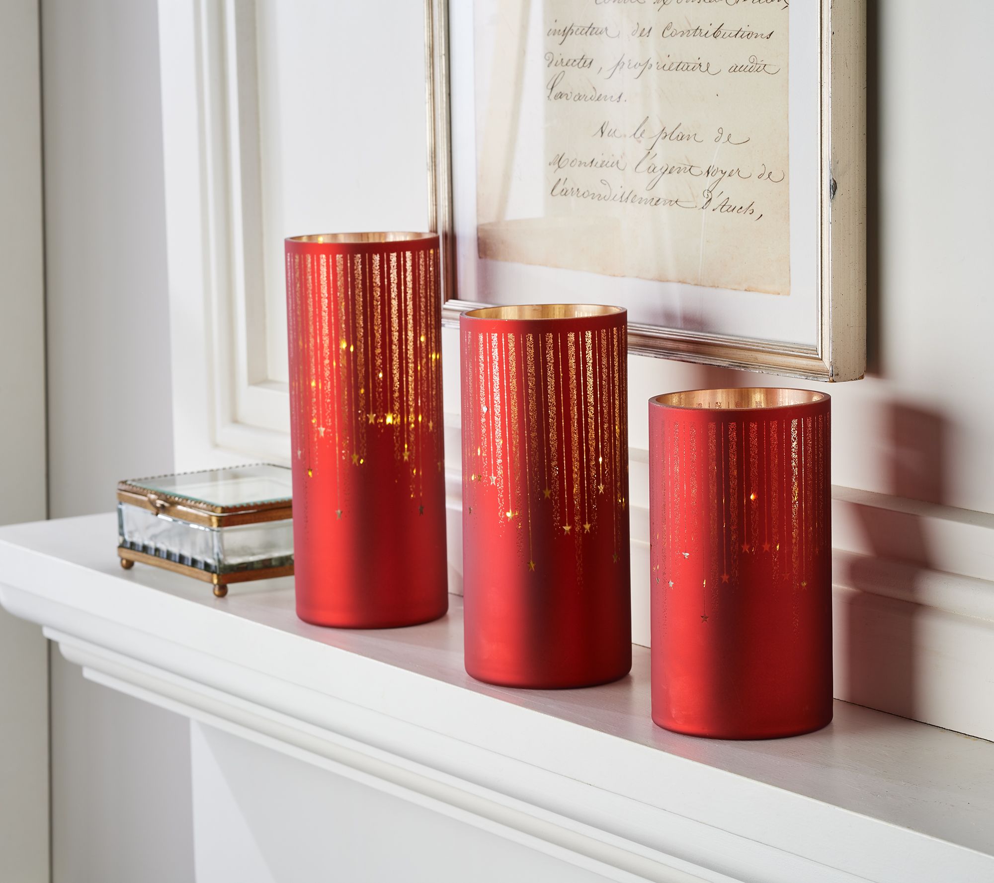 "As Is" Set of 3 Illuminated Starry Night Hurricanes by Valerie