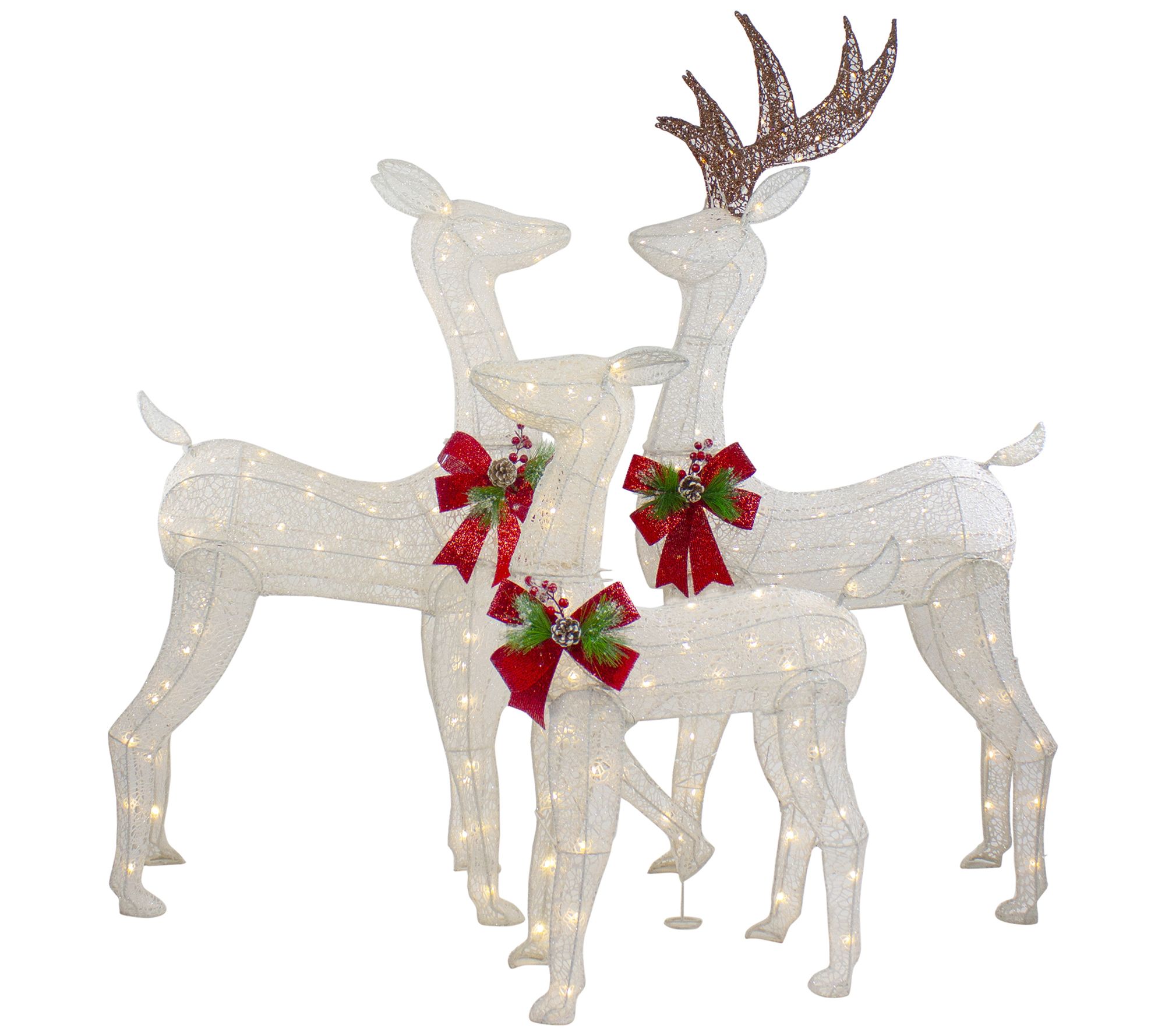 Northlgiht S/3 LED Lighted Glittered Reindeer Family
