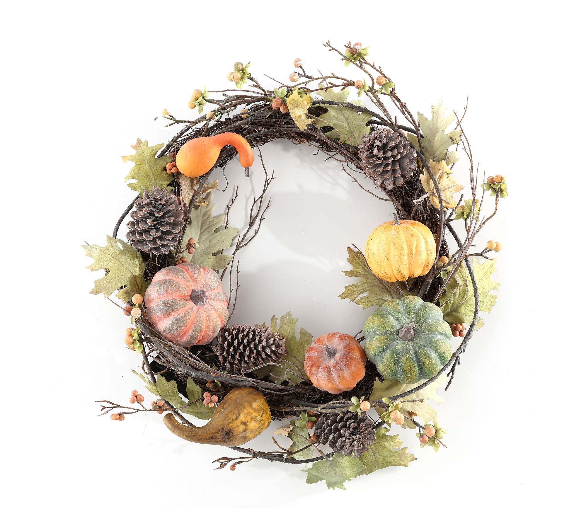 Safavieh Faux 24" Oak Leak Wreath W/ Pumpkins