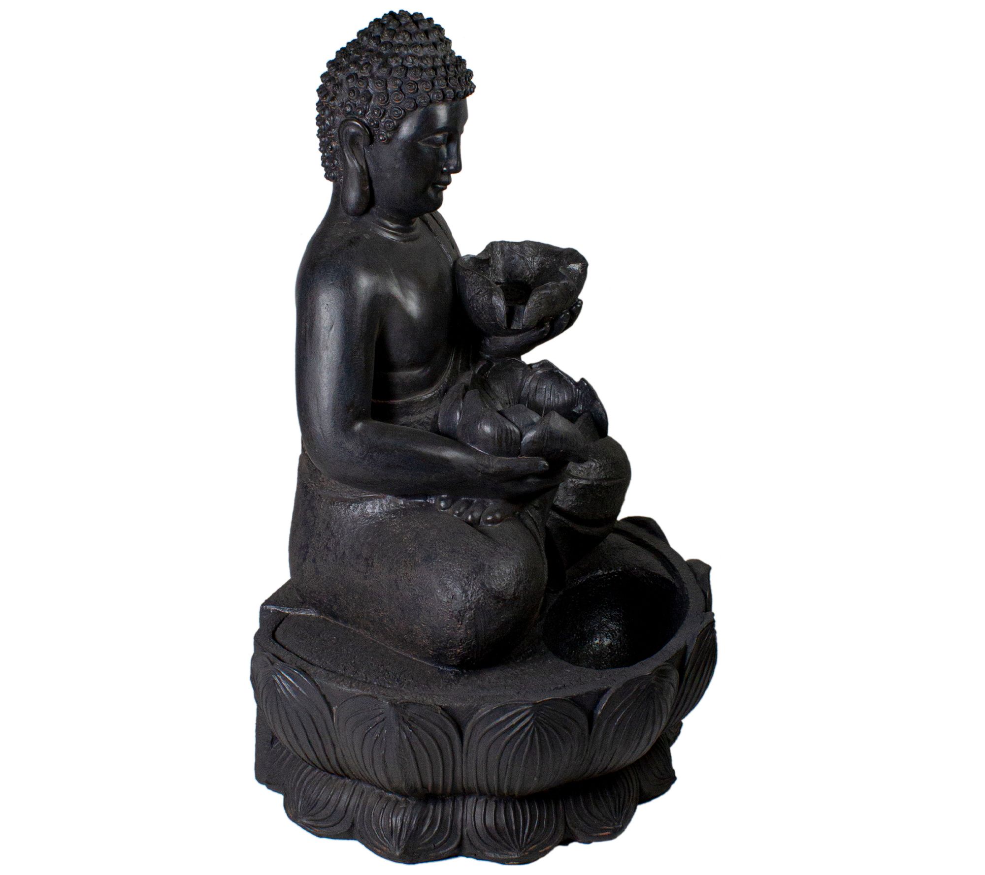 Northlight 31.5" Black Buddha in Flower Garden Water Fountain