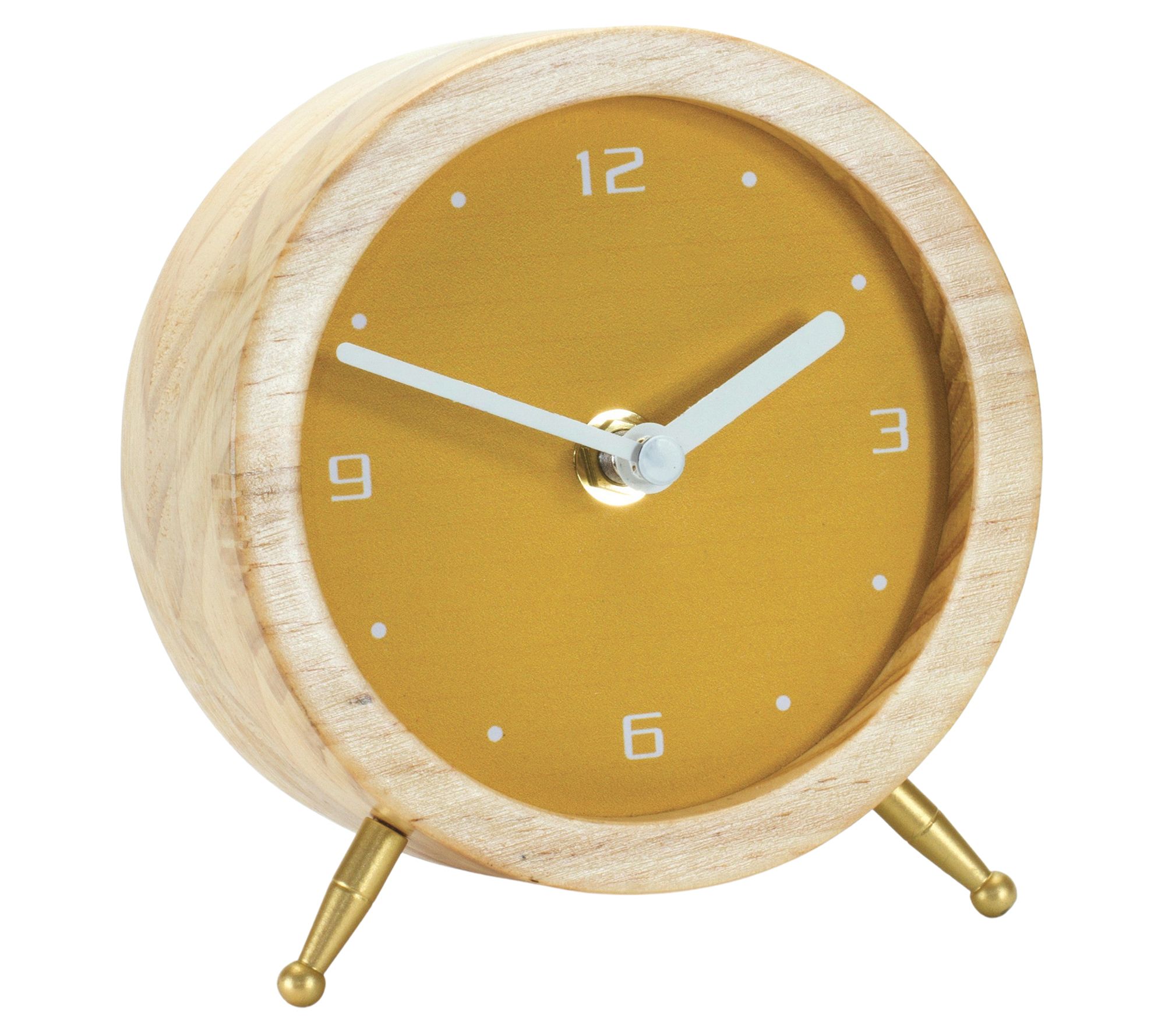 Melrose Wood and Mustard Desk Clock - QVC.com