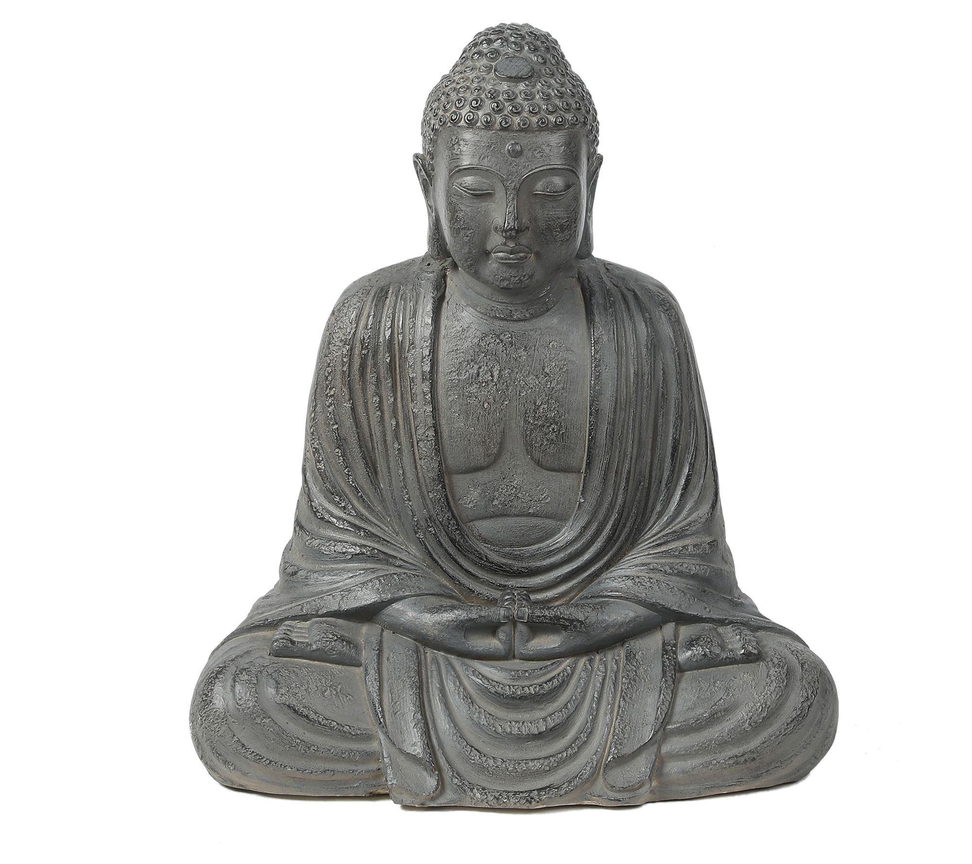 LuxenHome Gray MgO Meditating 17" H Buddha Garden Statue