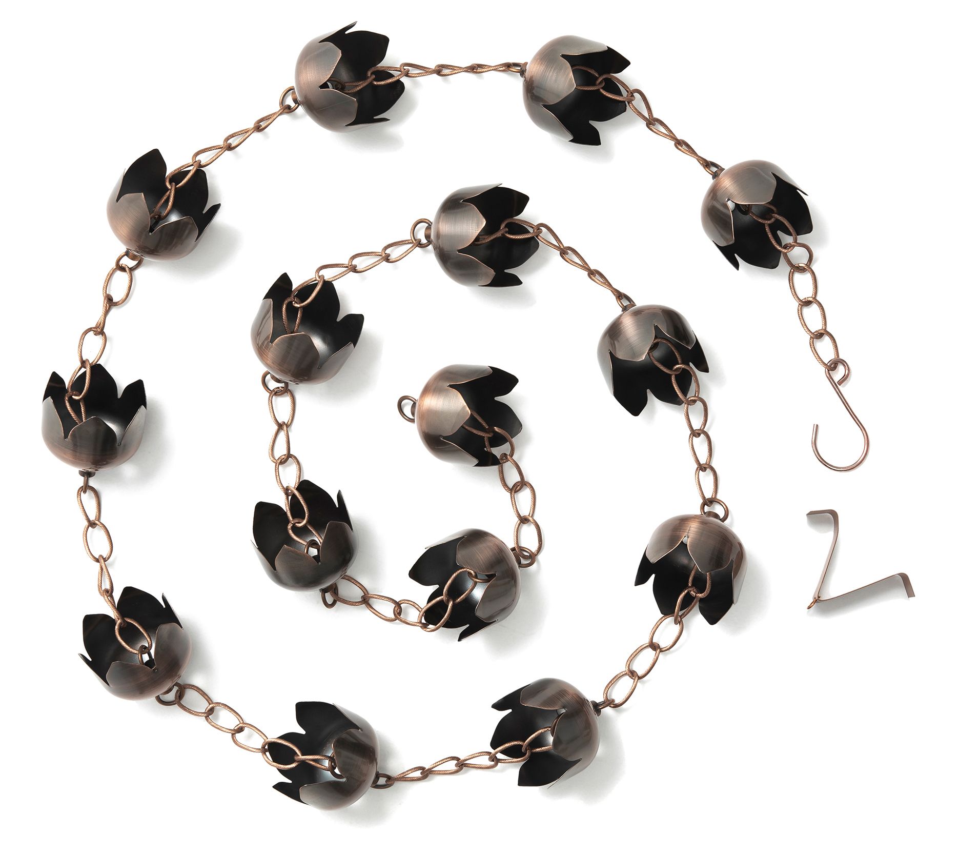 Glitzhome 8.5ft Faux Copper Lotus Flower Rain C hain