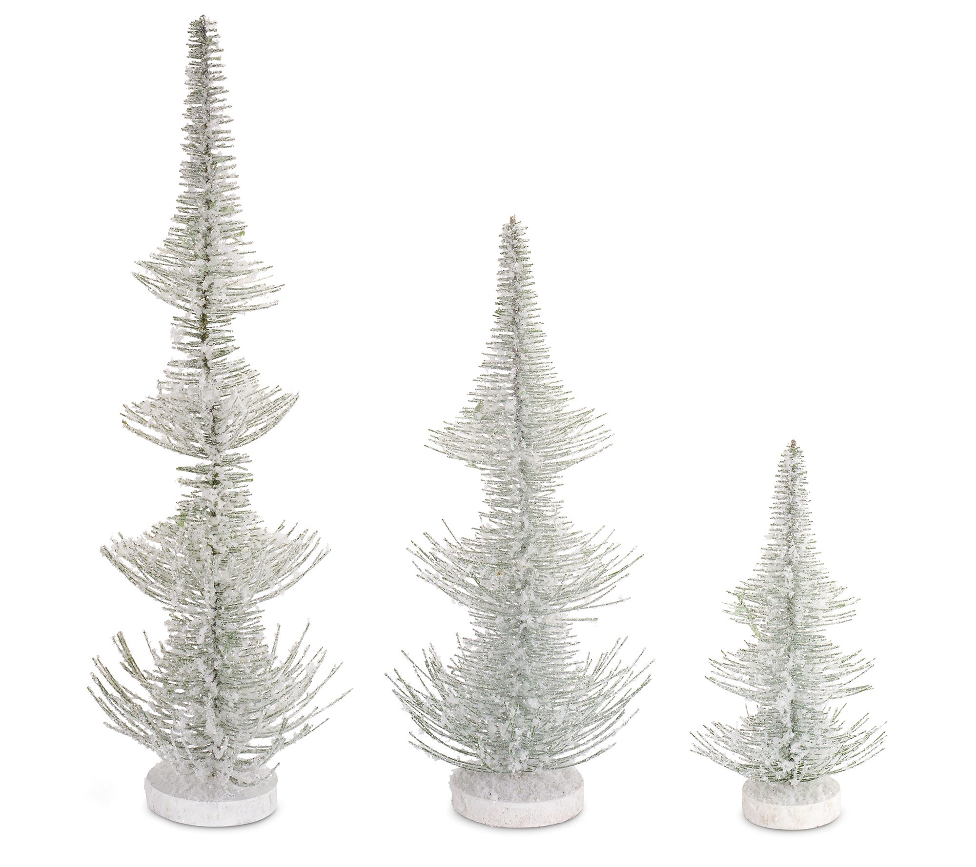 Tiny Set Bottle Brush Trees Set of 6 Miniature Frosted Evergreen Sisal  Trees Vintage Style Christmas Trees 