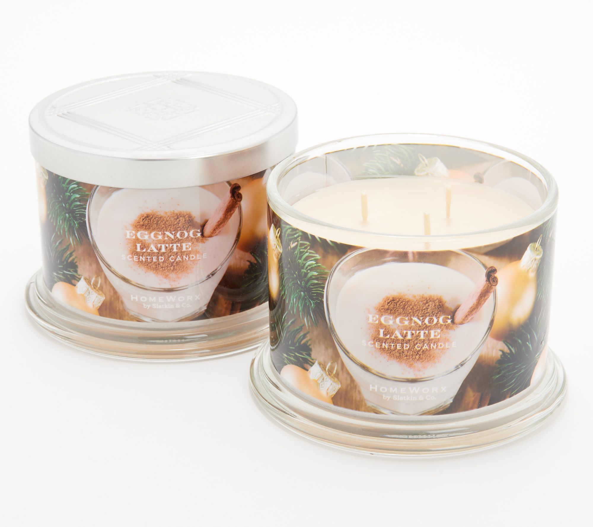 "As Is"HomeWorx by Slatkin & Co S/2 14oz Eggnog Latte Candles
