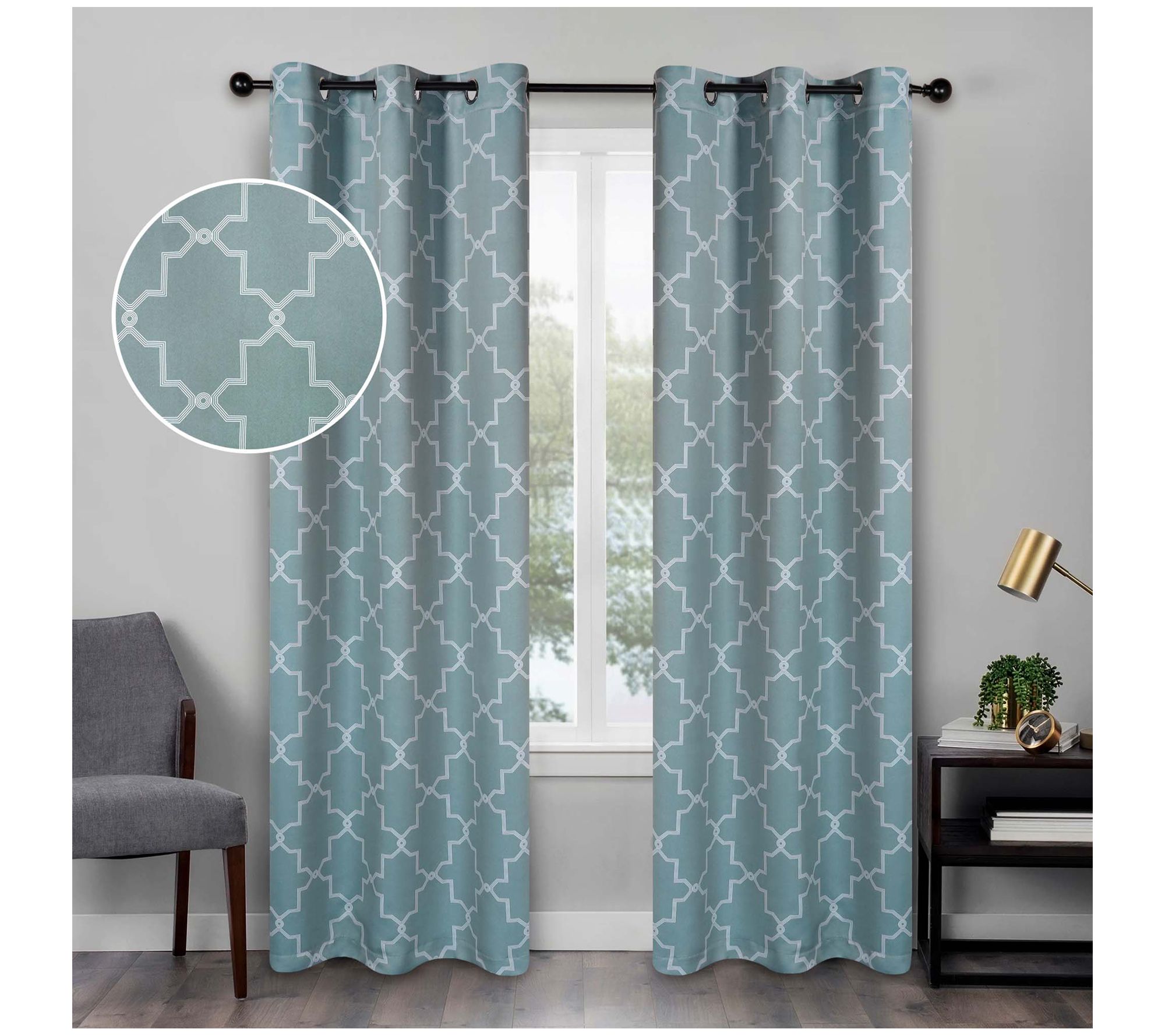 Superior Imperial Trellis Blackout Curtain S/2Panels, 42X108