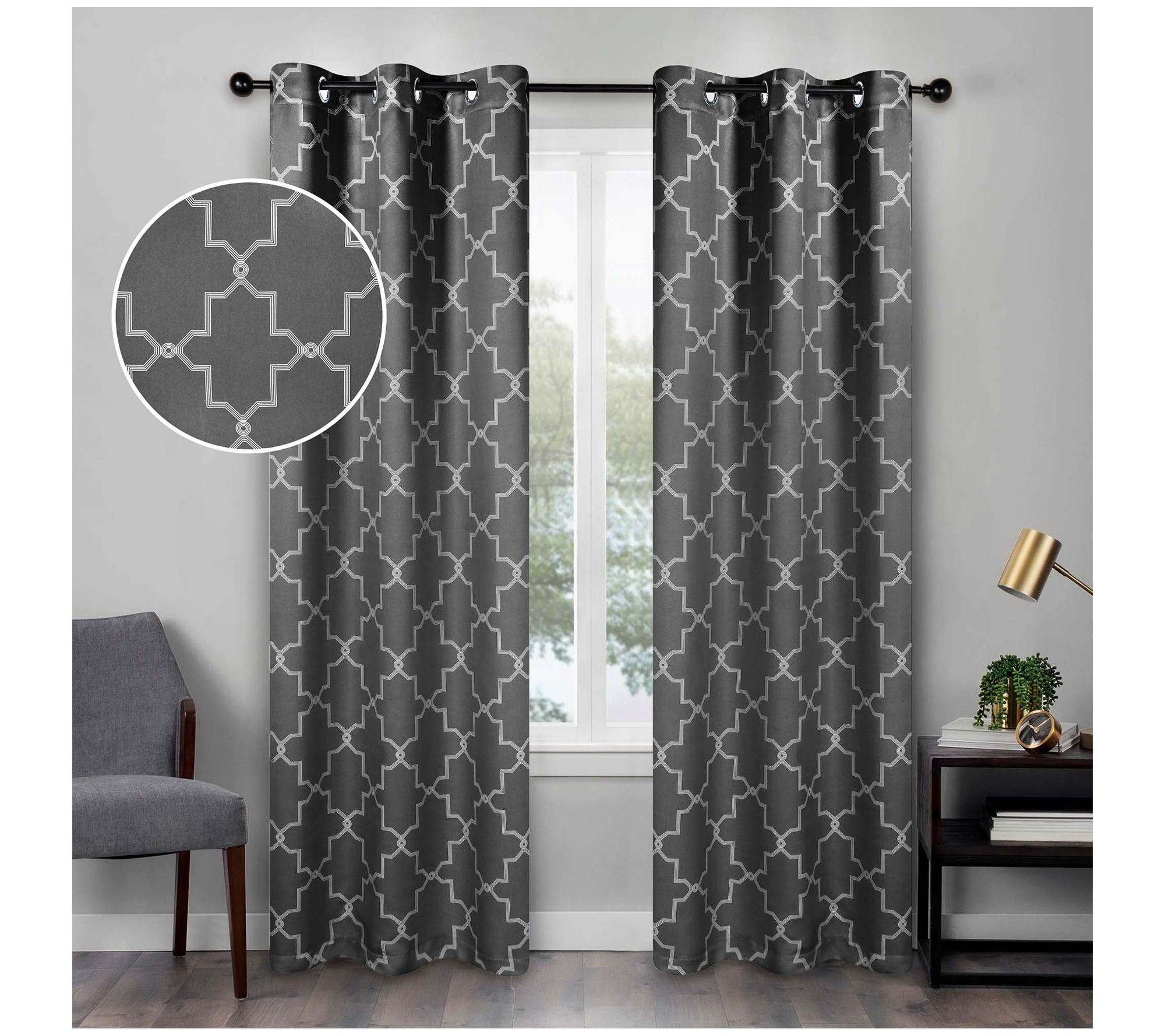 Superior Imperial Trellis Blackout Curtain S/2Panels, 42X108