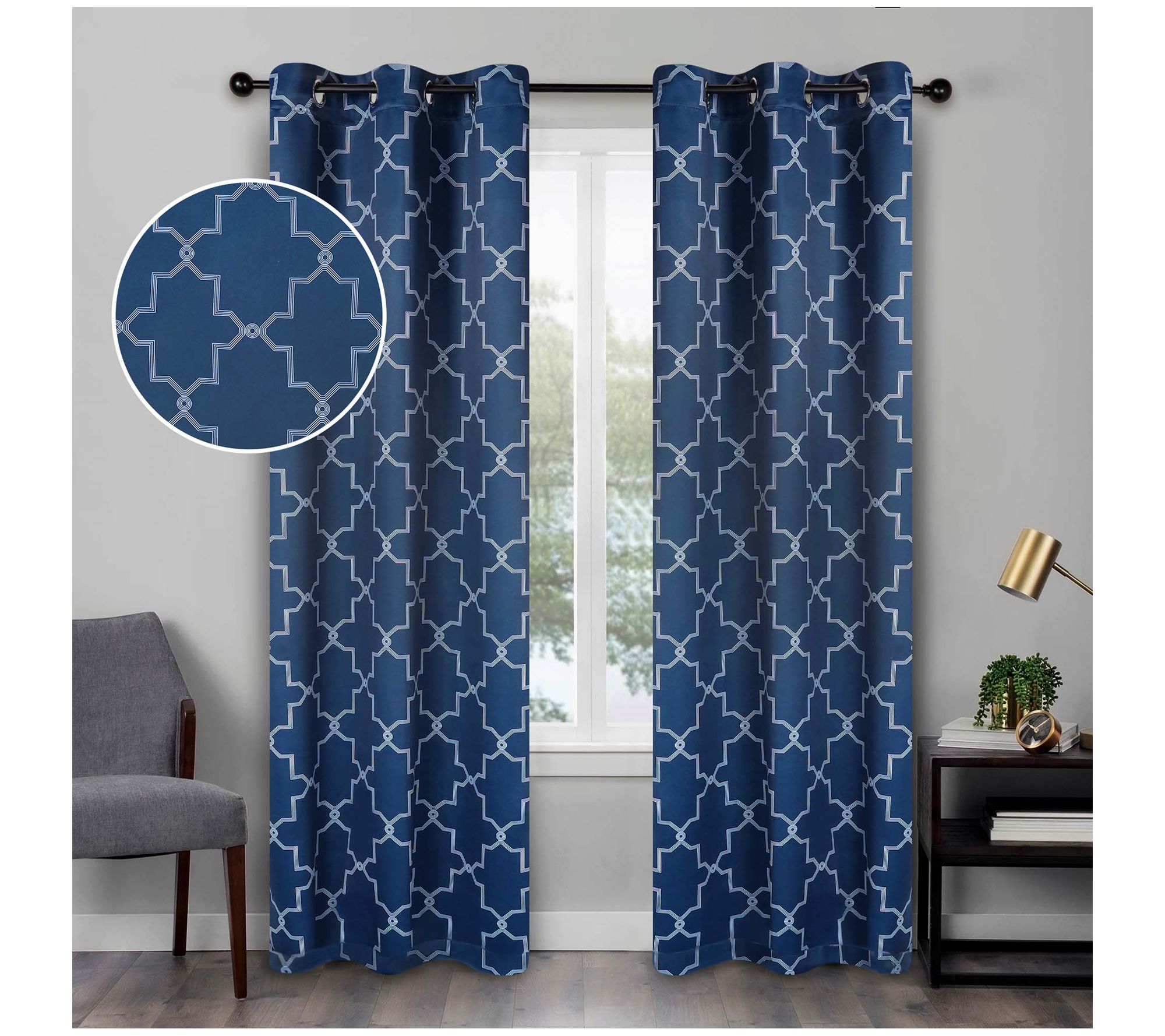 Superior Imperial Trellis Blackout Curtain S/2Panels, 42X108
