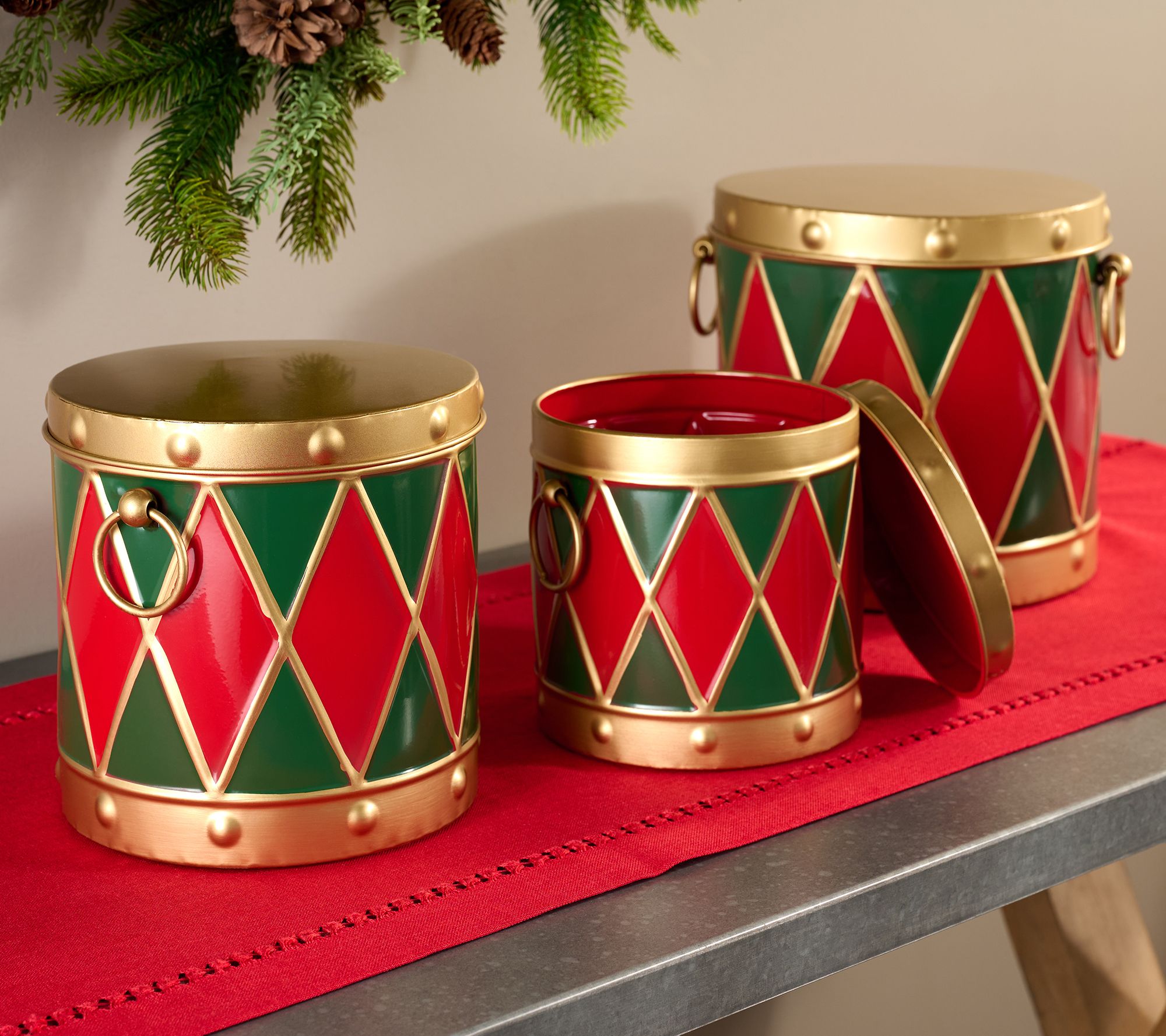 Set of 3 Metal Drum Lifts with Storage by Valerie