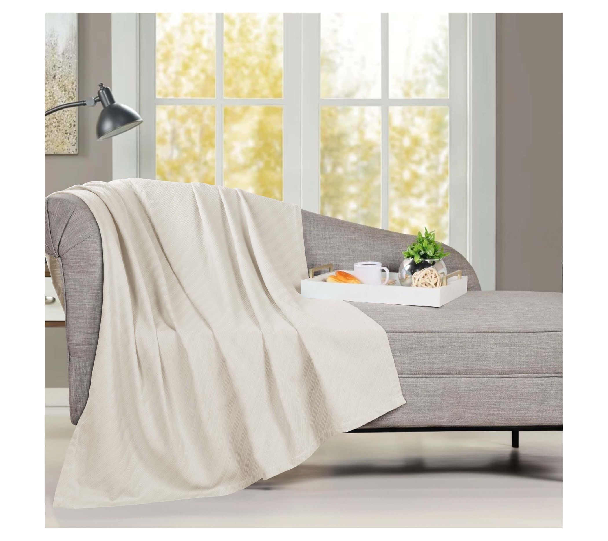 Superior Milan Cotton Textured Striped Woven Blanket, Twin