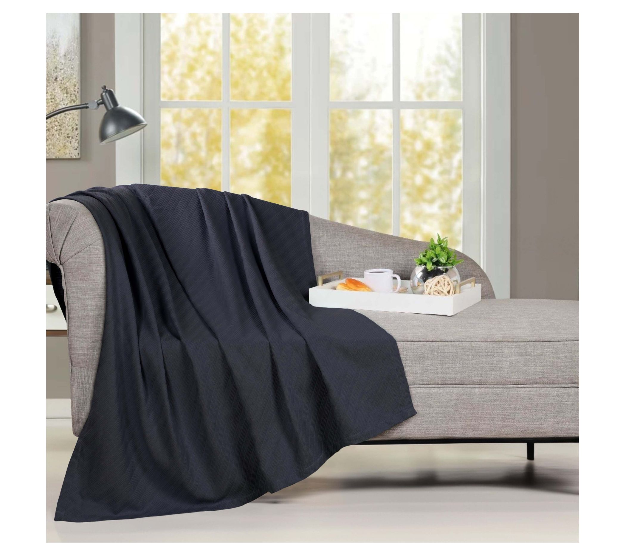 Superior Milan Cotton Textured Striped Woven Blanket, Twin