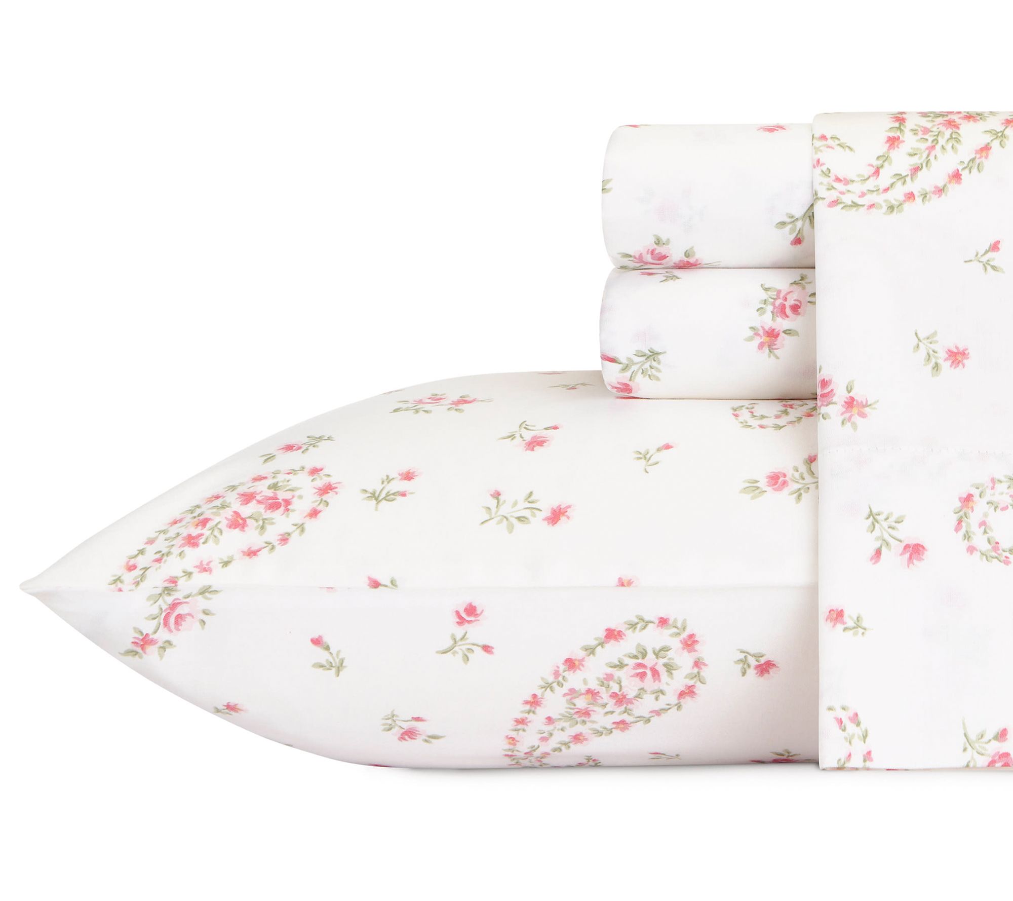 Laura Ashley Br istol Paisley C otton Pink 4pc Sheet Set- King